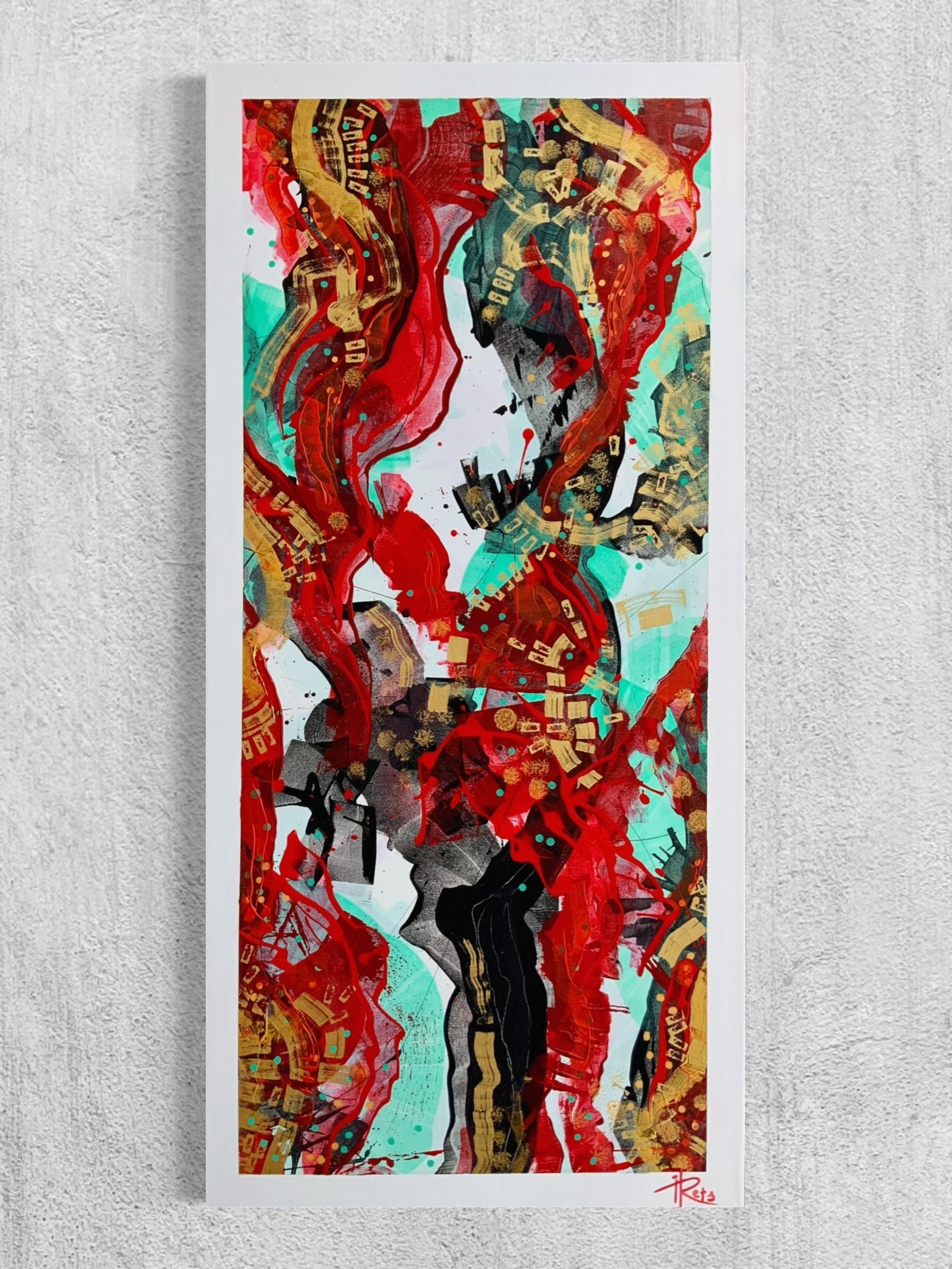 „Dance of the Phoenix's Life Triptychon“ (Grau), Abstract Painting, von Iryna Rets