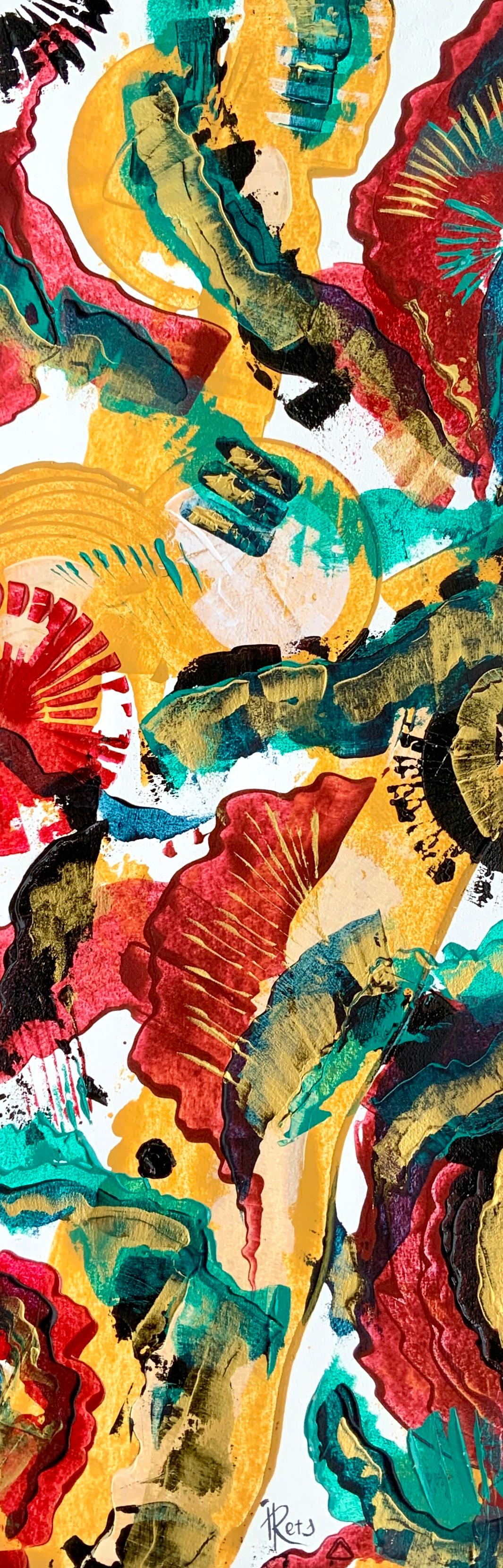 Abstract Painting di Iryna Rets - "Danza con un ventaglio" 1 del trittico