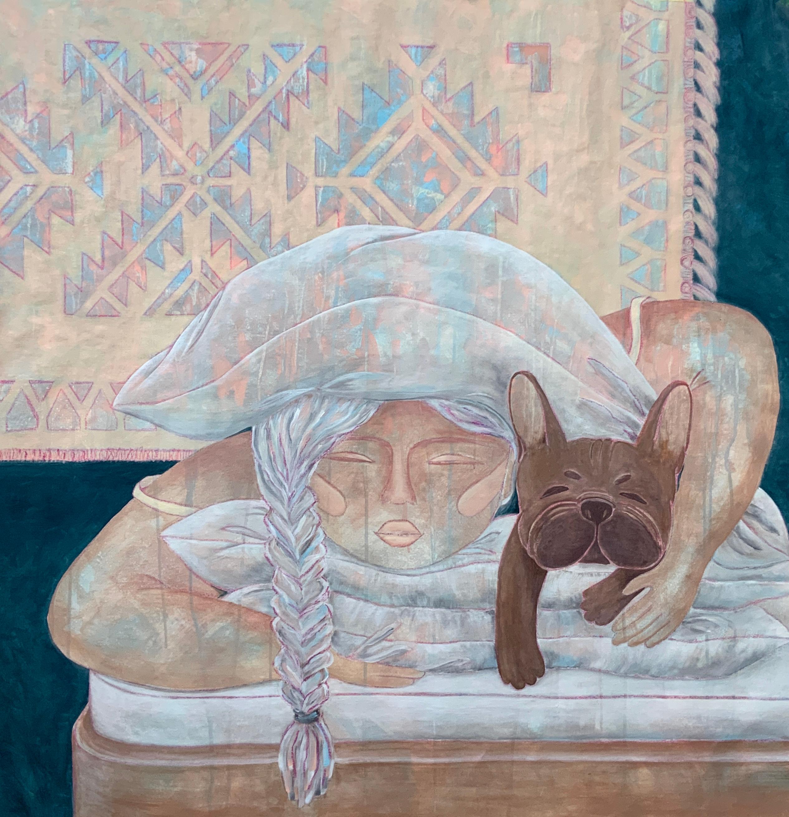 Iryna Rets Abstract Painting – "Alle in Deckung bleiben"