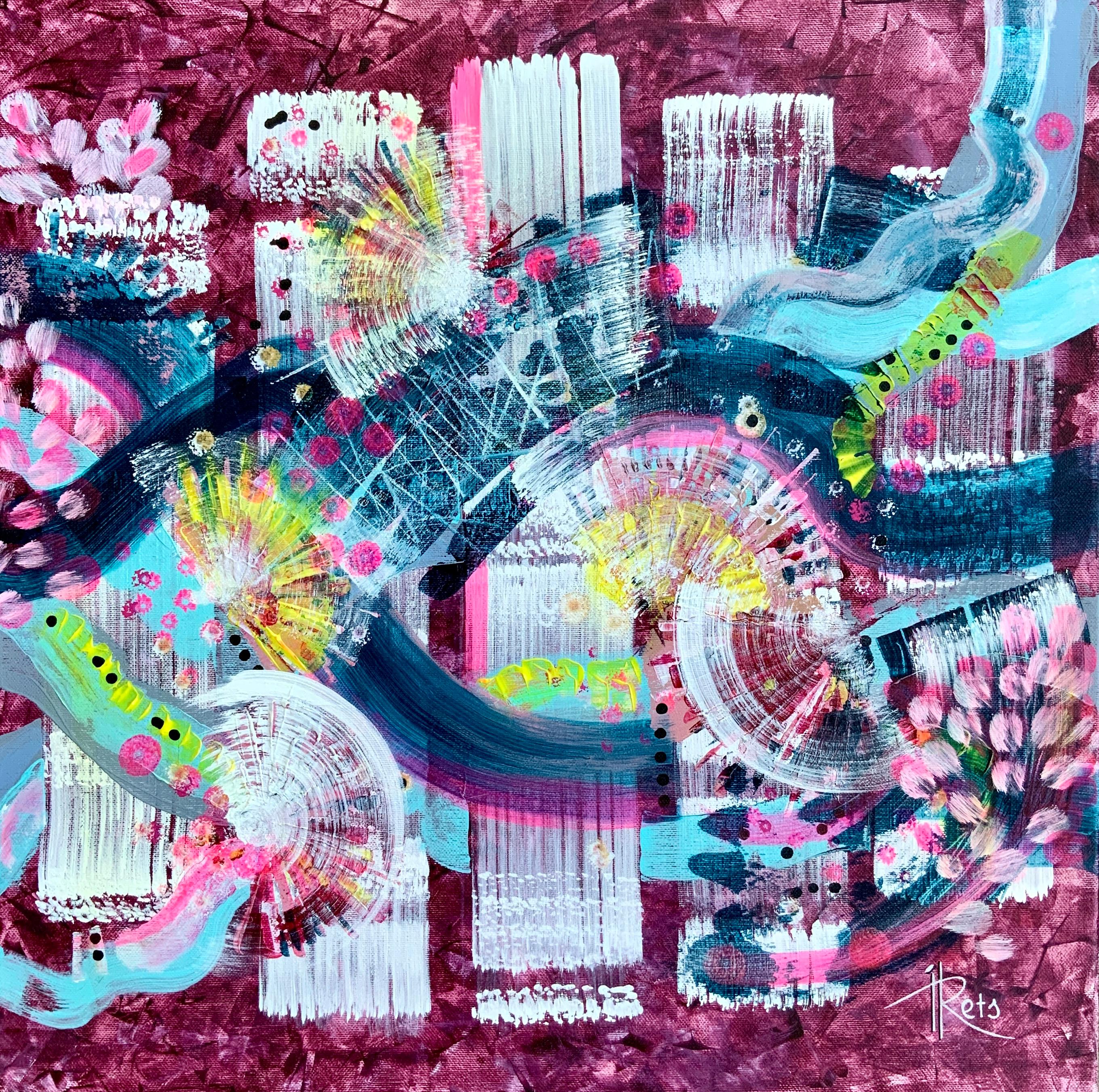 Iryna Rets Abstract Painting – Blumen auf den Zweigen meiner Seele