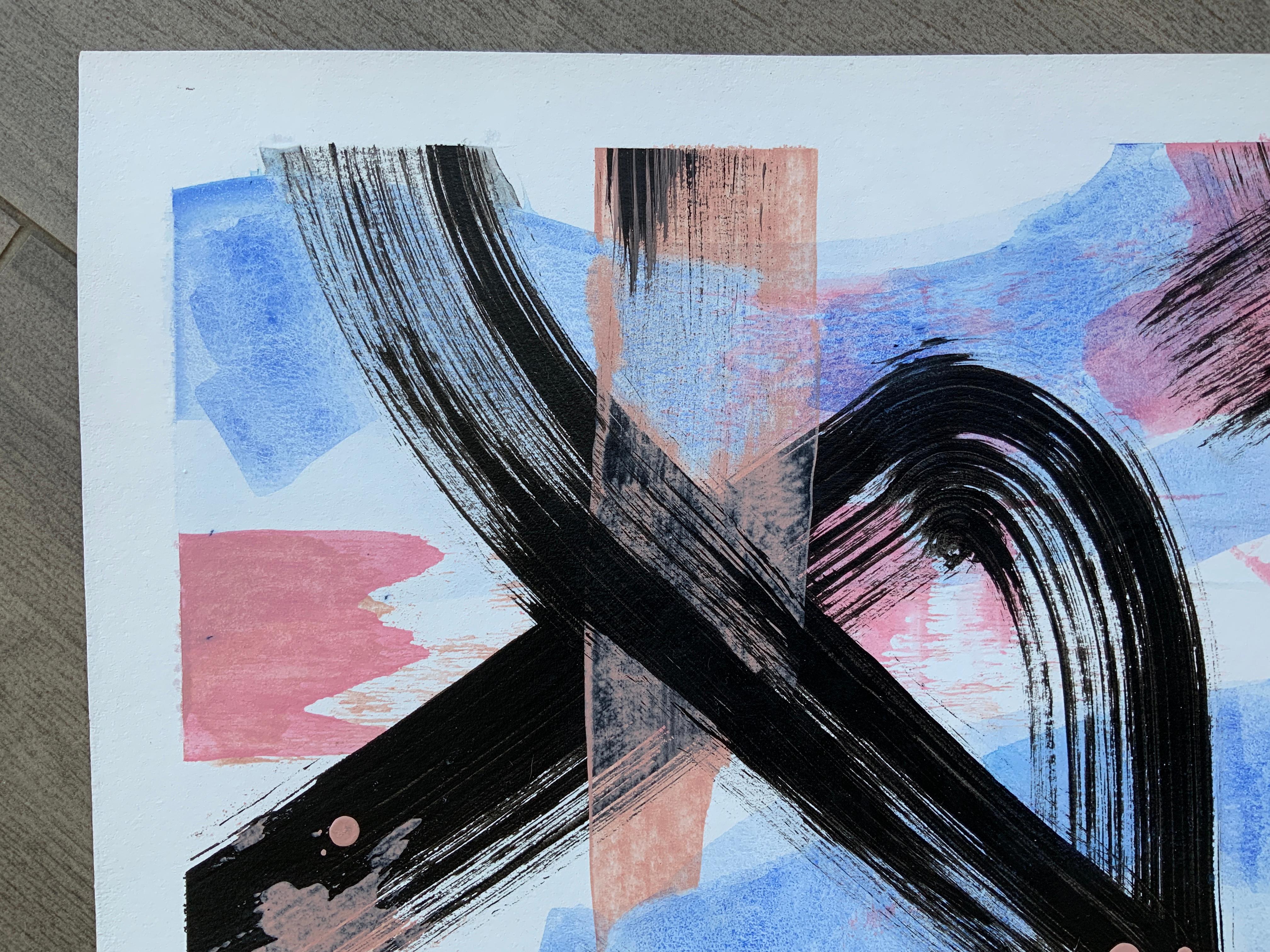 The first work of the triptych “Following the Winds” conveys a sense of strength and freedom in movement. The lines, like air currents, intertwine smoothly, creating a rhythmic composition that symbolizes the dynamics of life’s changes. The title