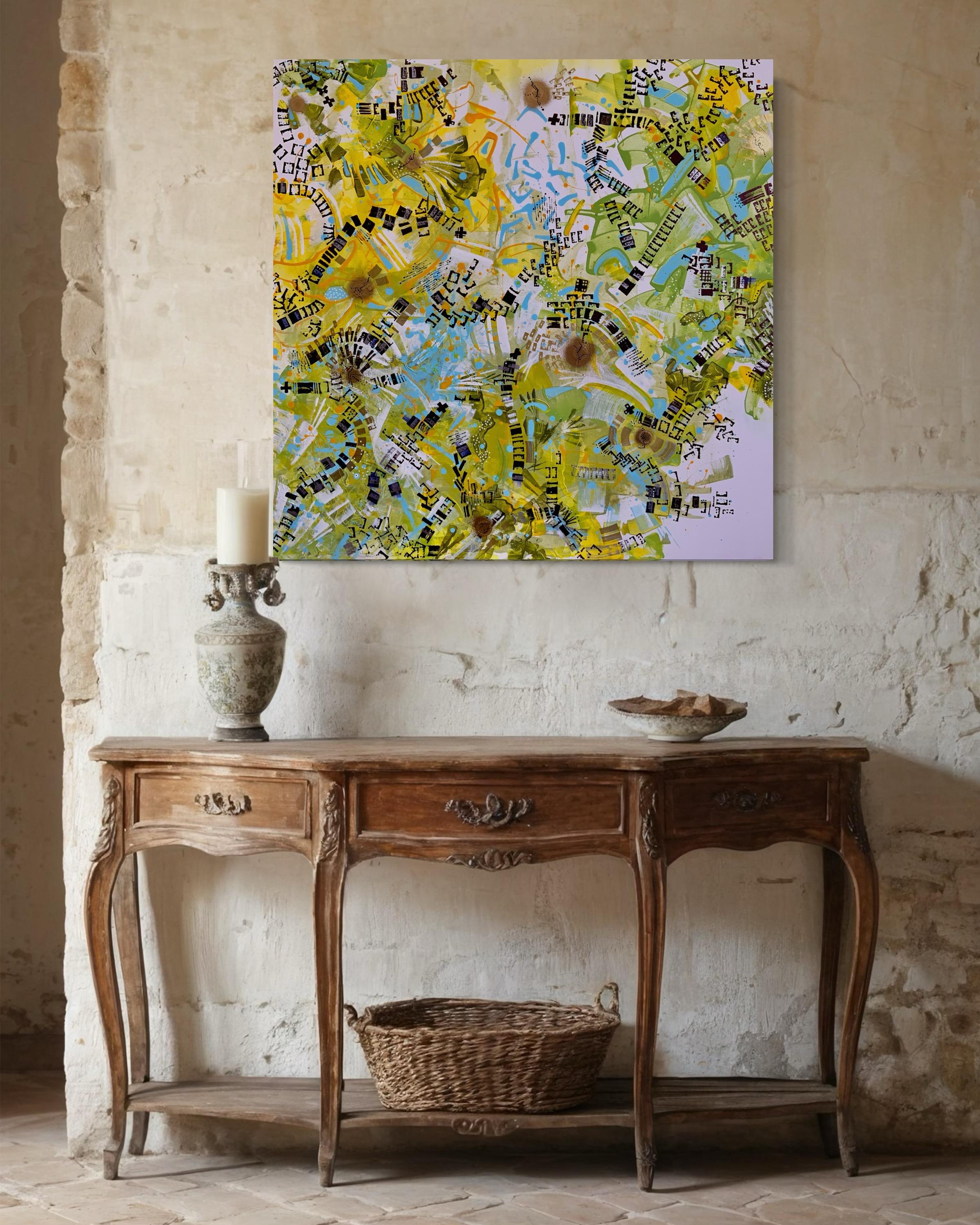 The painting is ready to hang, the painting has no decorative frame.

«Geometry of the Time Archipelago» — a work from the 