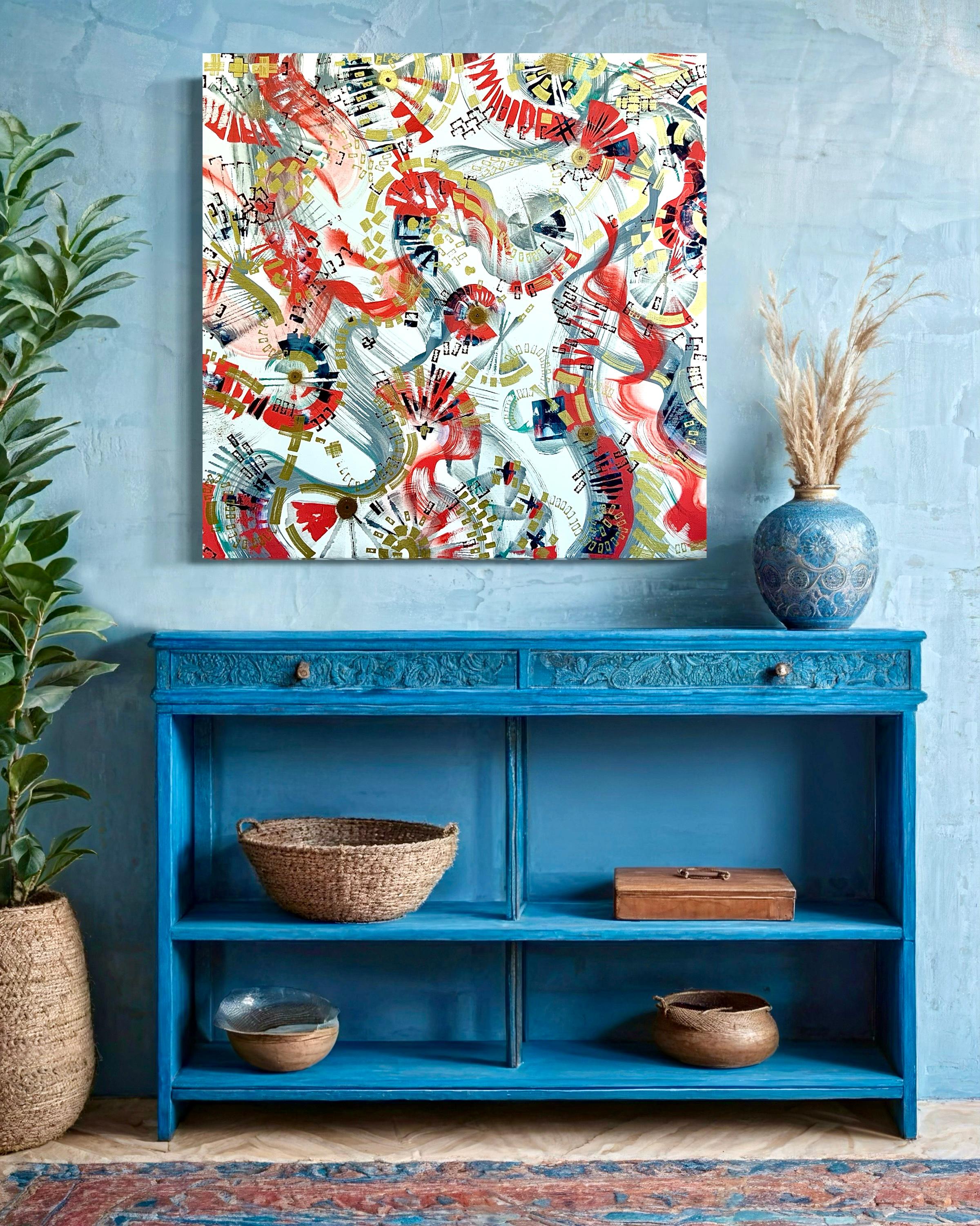 “Music of Time” - Gray Abstract Painting by Iryna Rets
