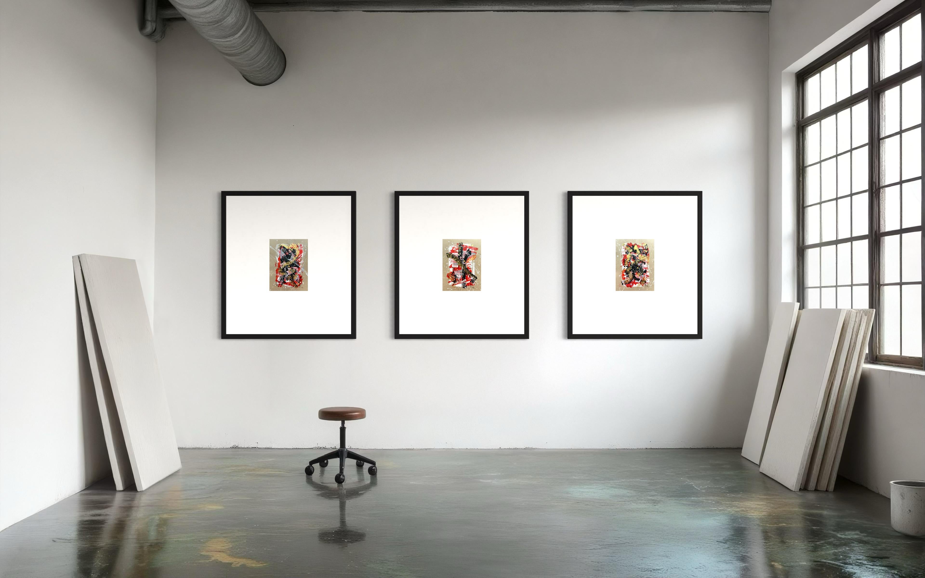 Points of Contact 2  in polyptych - Brown Abstract Painting by Iryna Rets
