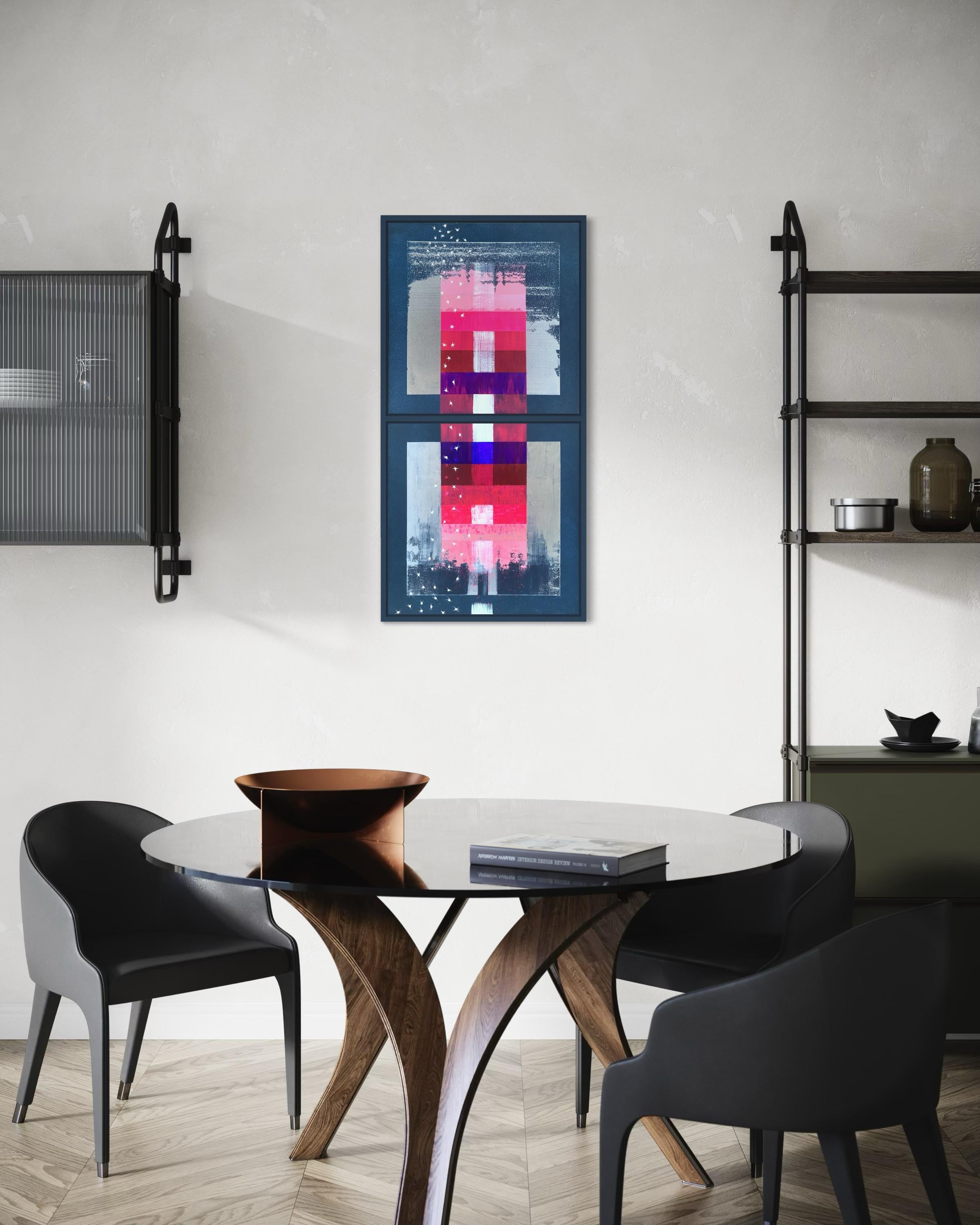 „Reflection of the Northern Lights in the Waves of the Southern Sea“ 2 Stück, Diptyc im Angebot 13