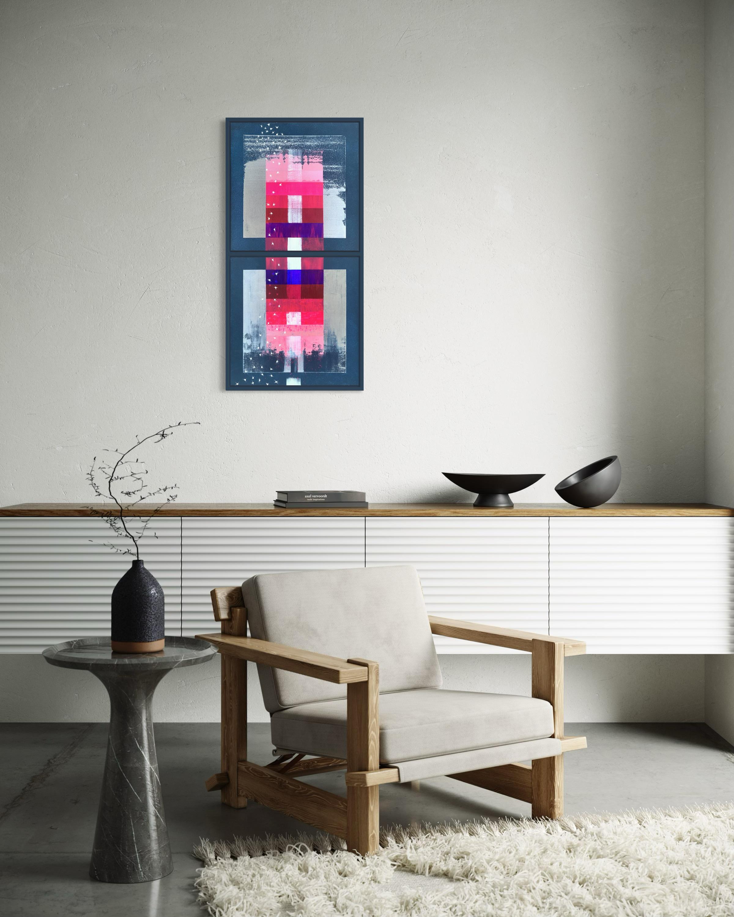 „Reflection of the Northern Lights in the Waves of the Southern Sea“ 2 Stück, Diptyc im Angebot 14