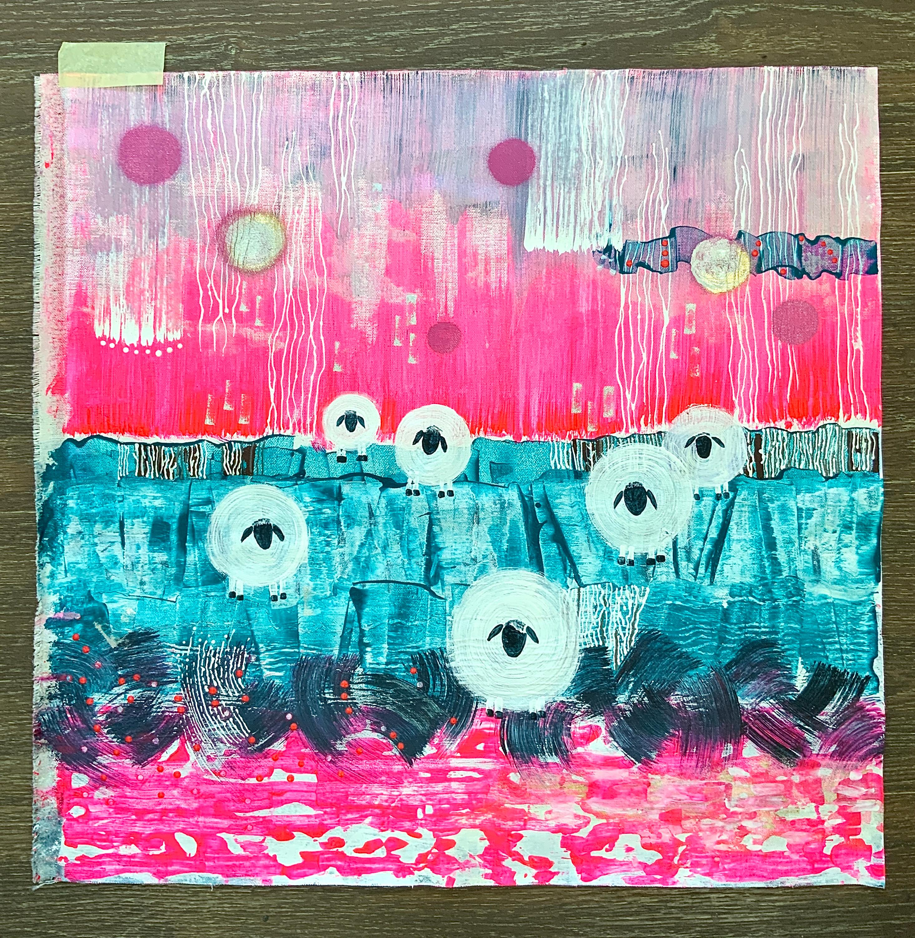 “Sheep Always Remain Sheep” - Abstract Painting by Iryna Rets