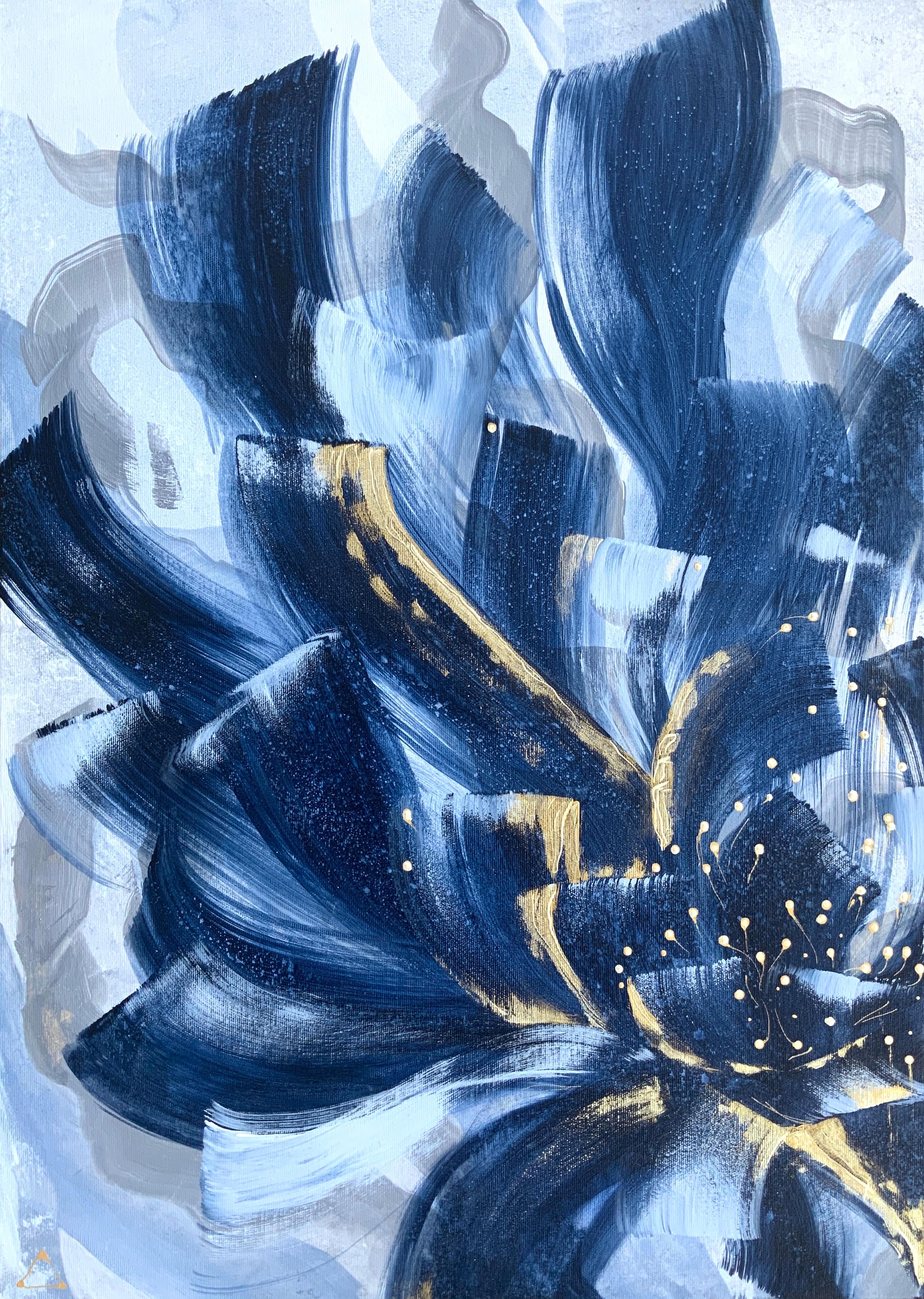 Abstract Painting di Iryna Rets - "Il fiore indaco" 1 del dittico