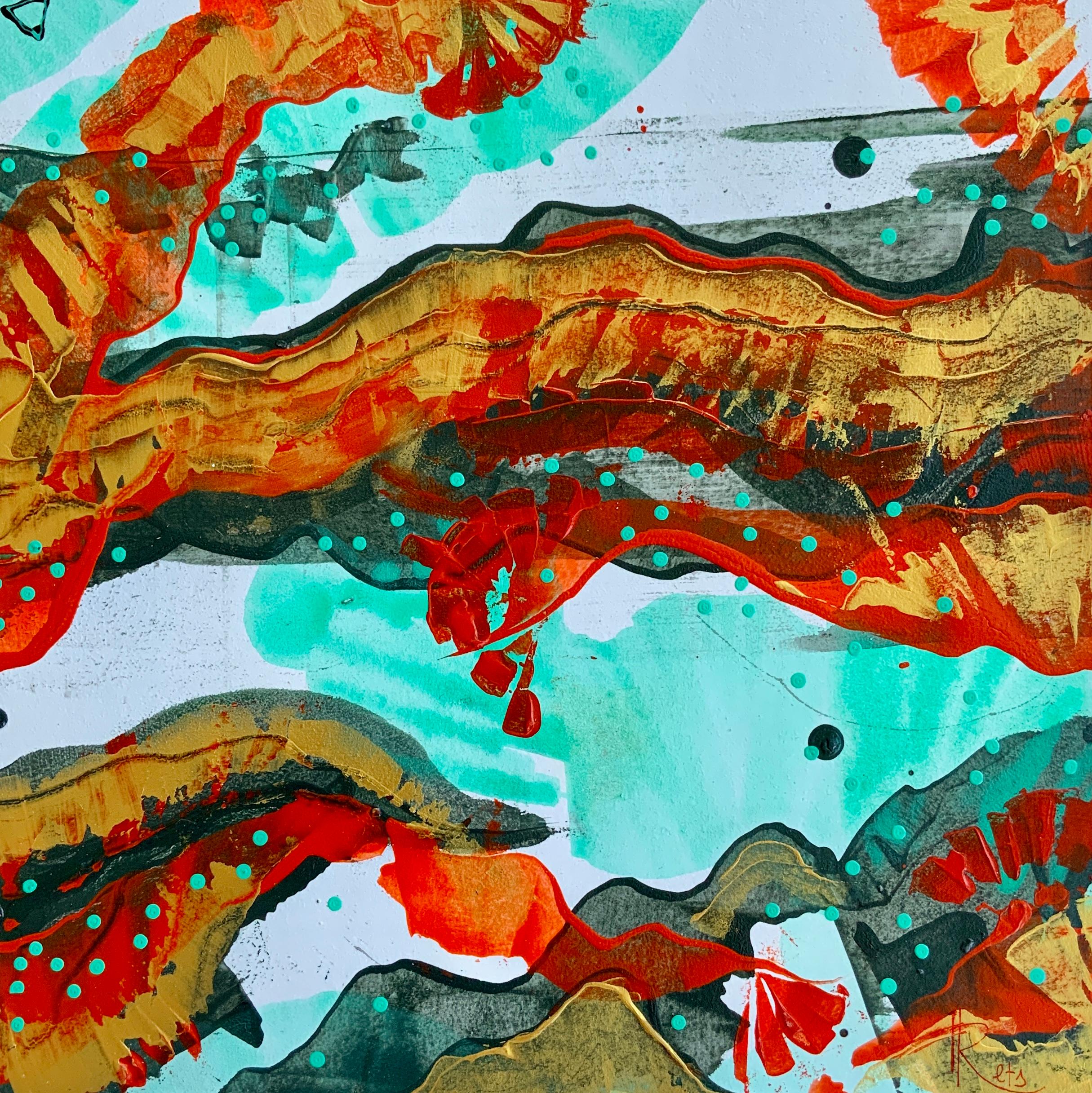Abstract Painting di Iryna Rets - "Il bacio del drago verde" 3 del polittico