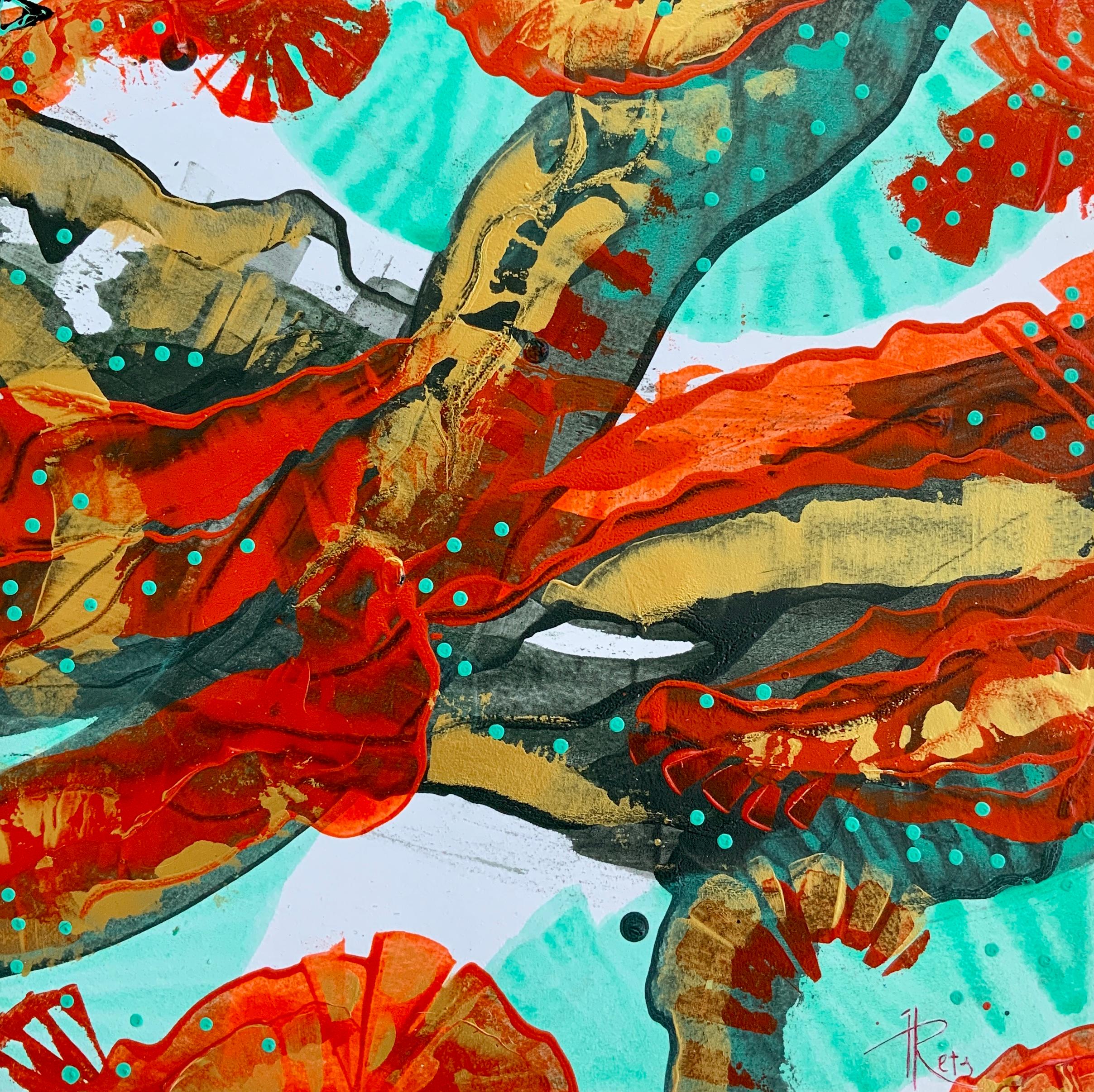 Abstract Painting di Iryna Rets - "Il bacio del drago verde "1 del polittico