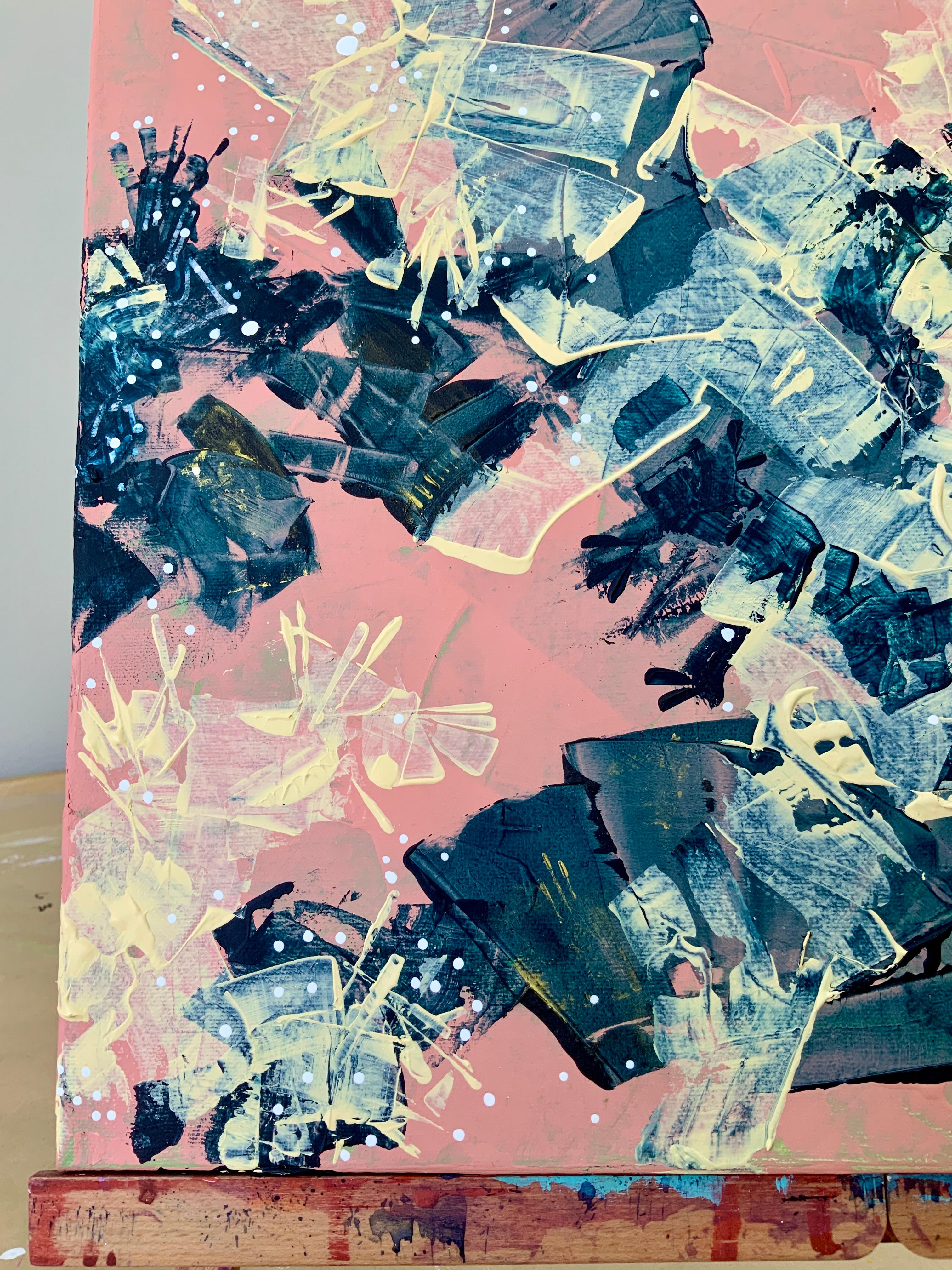 The Rustling of Dollar Bills in the Morning Garden - Gray Abstract Painting by Iryna Rets