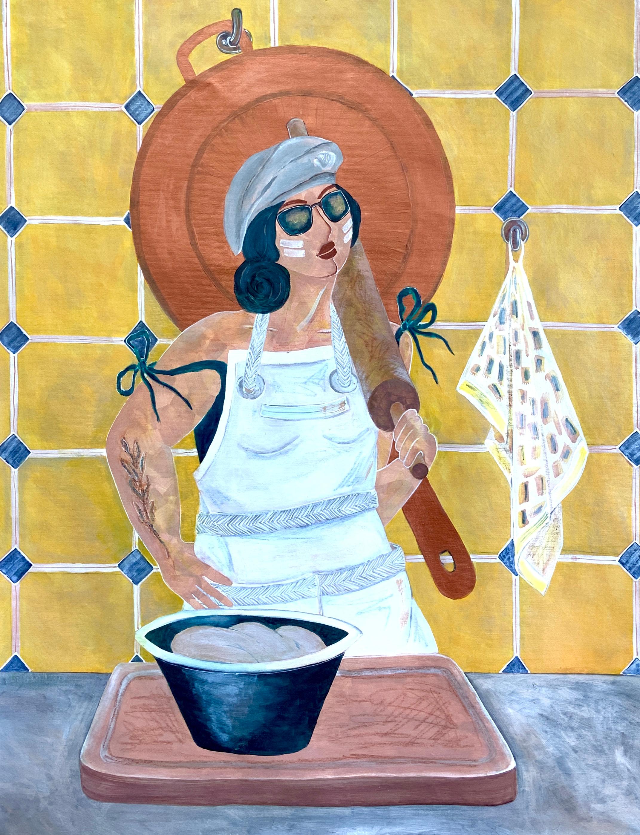 Figurative Painting de Iryna Rets - Guerrero de la vida cotidiana