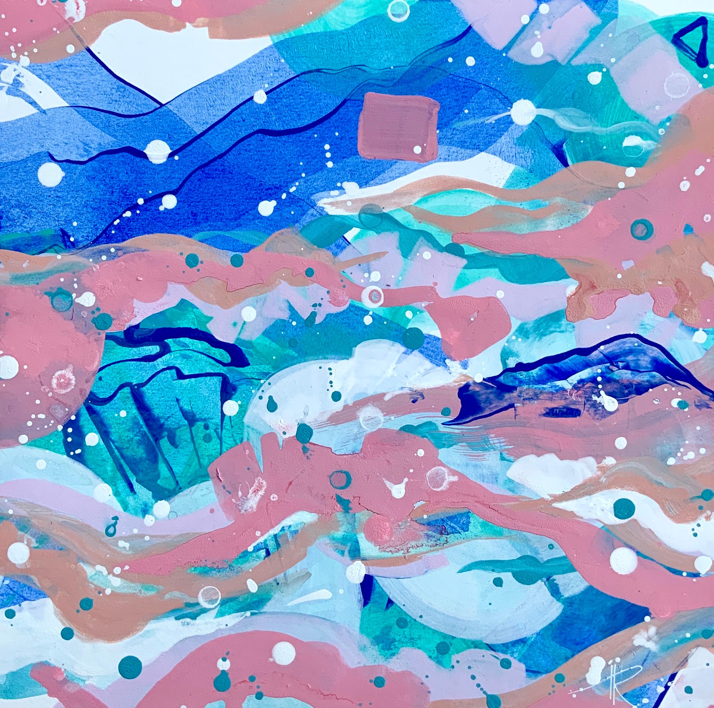 Abstract Painting di Iryna Rets - "Sussurro del mare" 1 del trittico