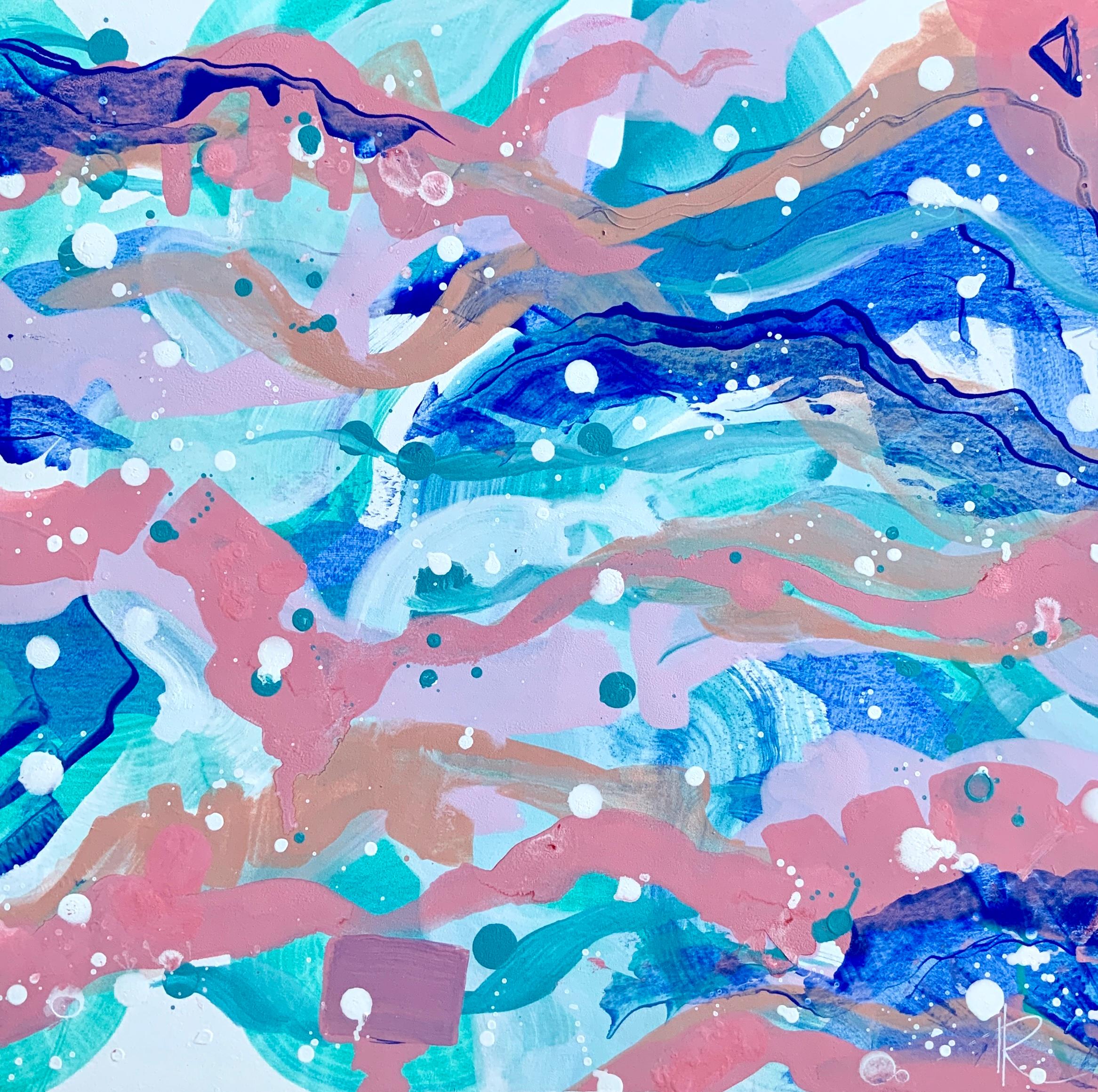 Abstract Painting di Iryna Rets - "Sussurro del mare" 2 del trittico