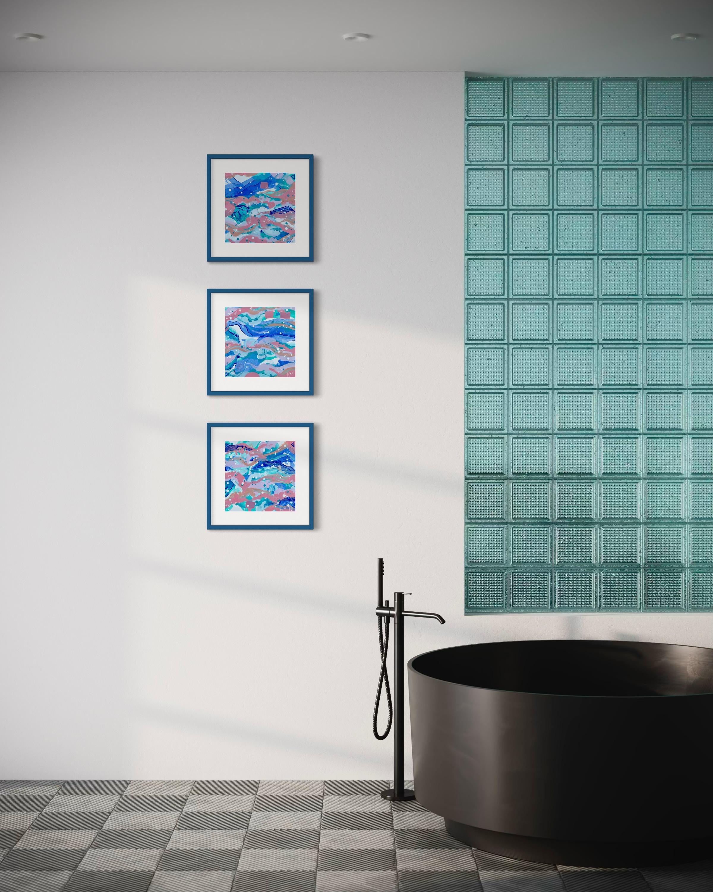 Whisper of the Sea 3 dans le triptyque - Abstrait Painting par Iryna Rets