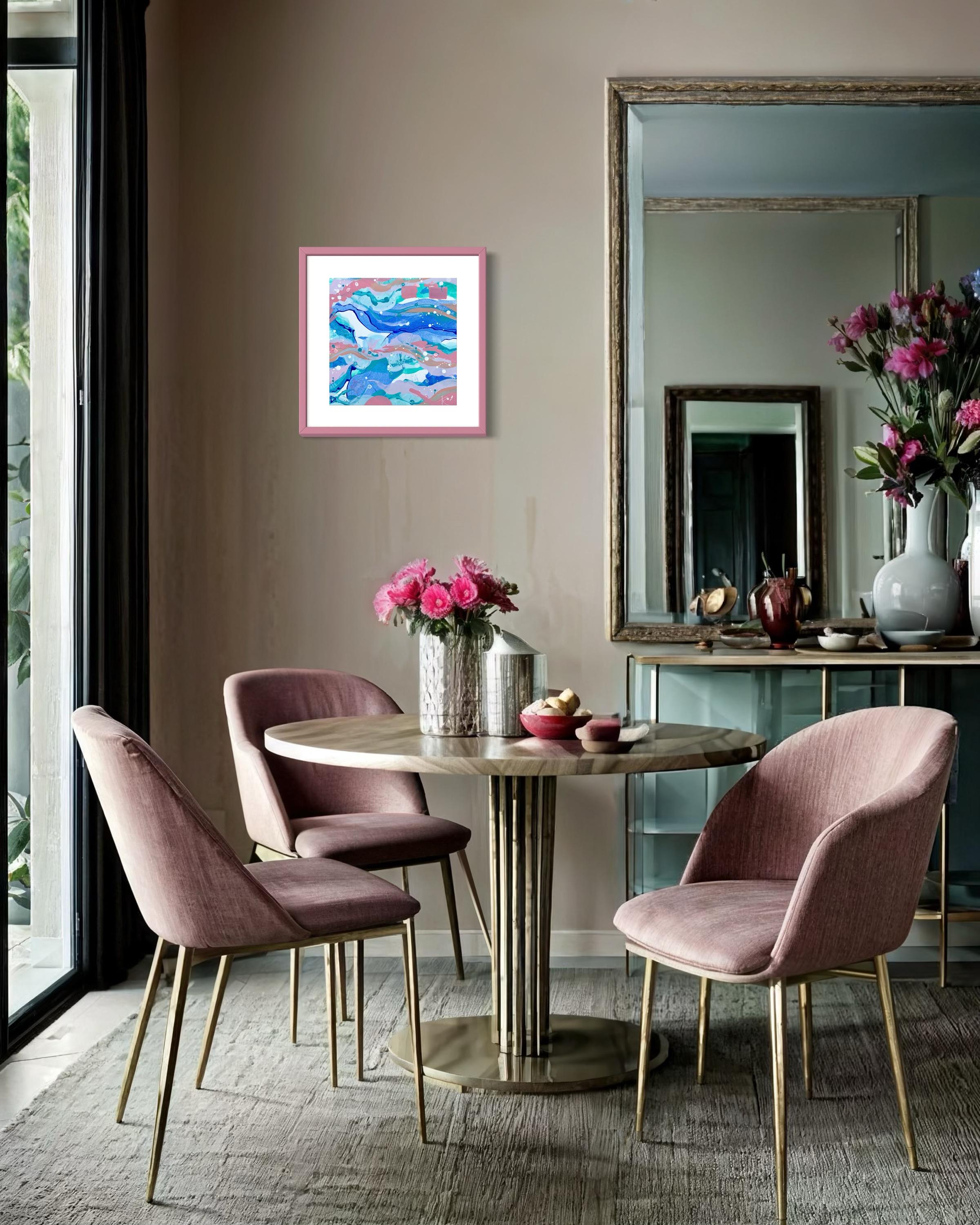 Whisper of the Sea 3 dans le triptyque - Bleu Abstract Painting par Iryna Rets