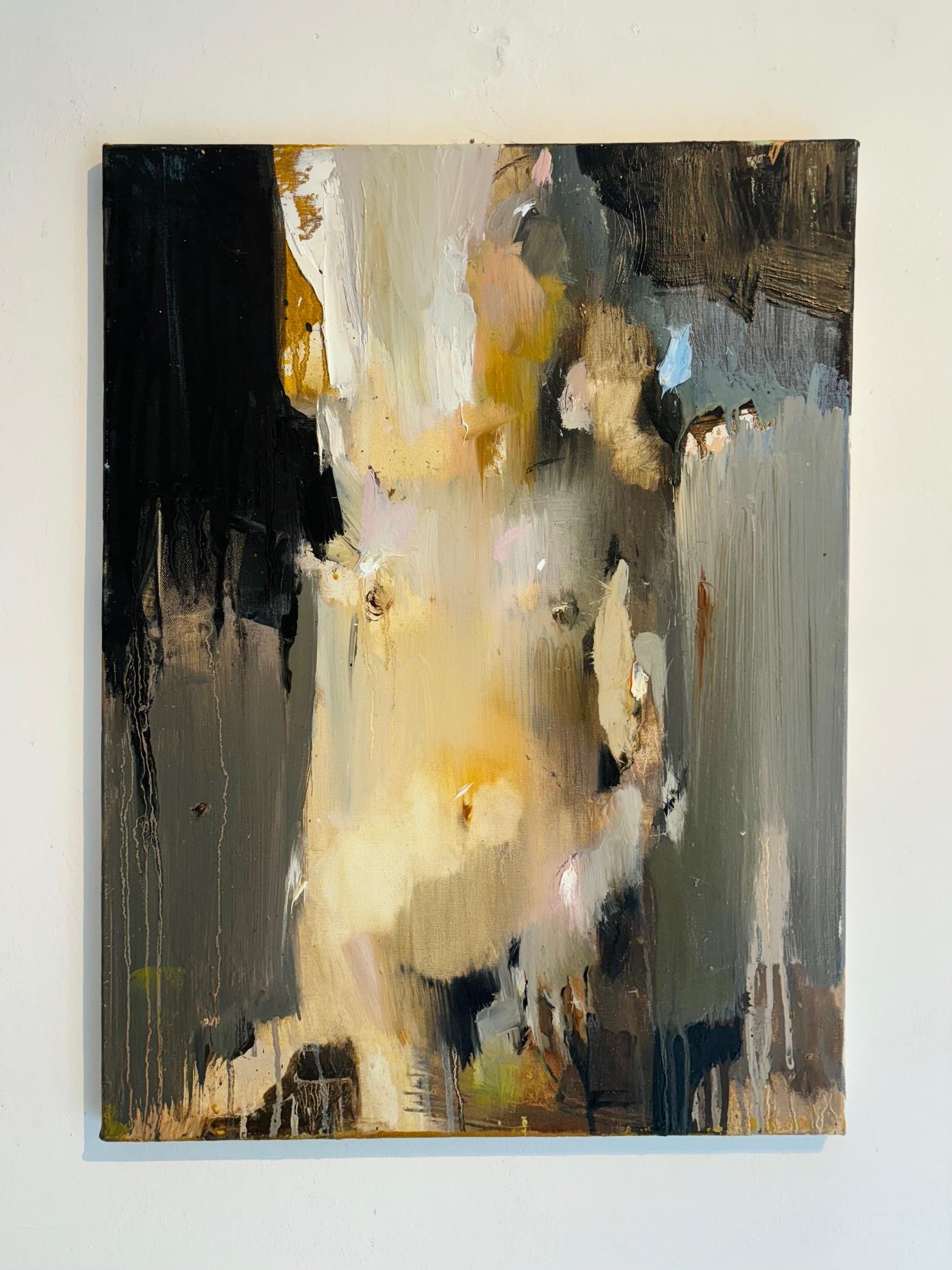 Sentir - pintura al óleo original abstracta con forma de mujer - arte figurativo contemporáneo - Painting Expresionista de Iryna Yermolova
