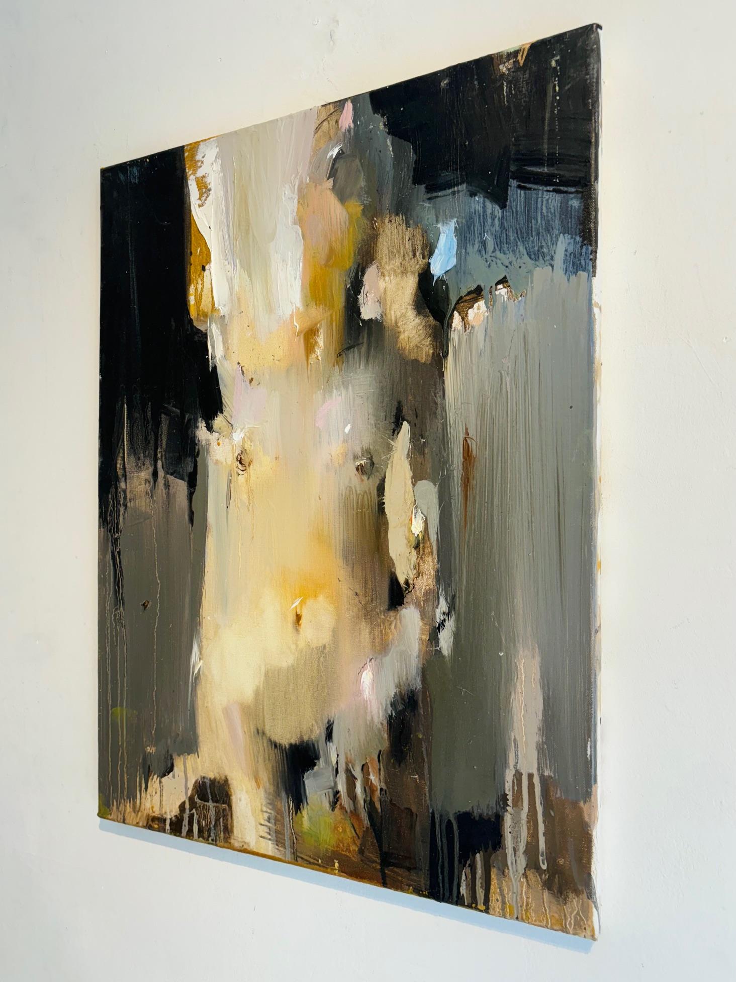 Feal - pittura ad olio originale astratta di donne - arte figurativa contemporanea - Figurative Painting Nero di Iryna Yermolova