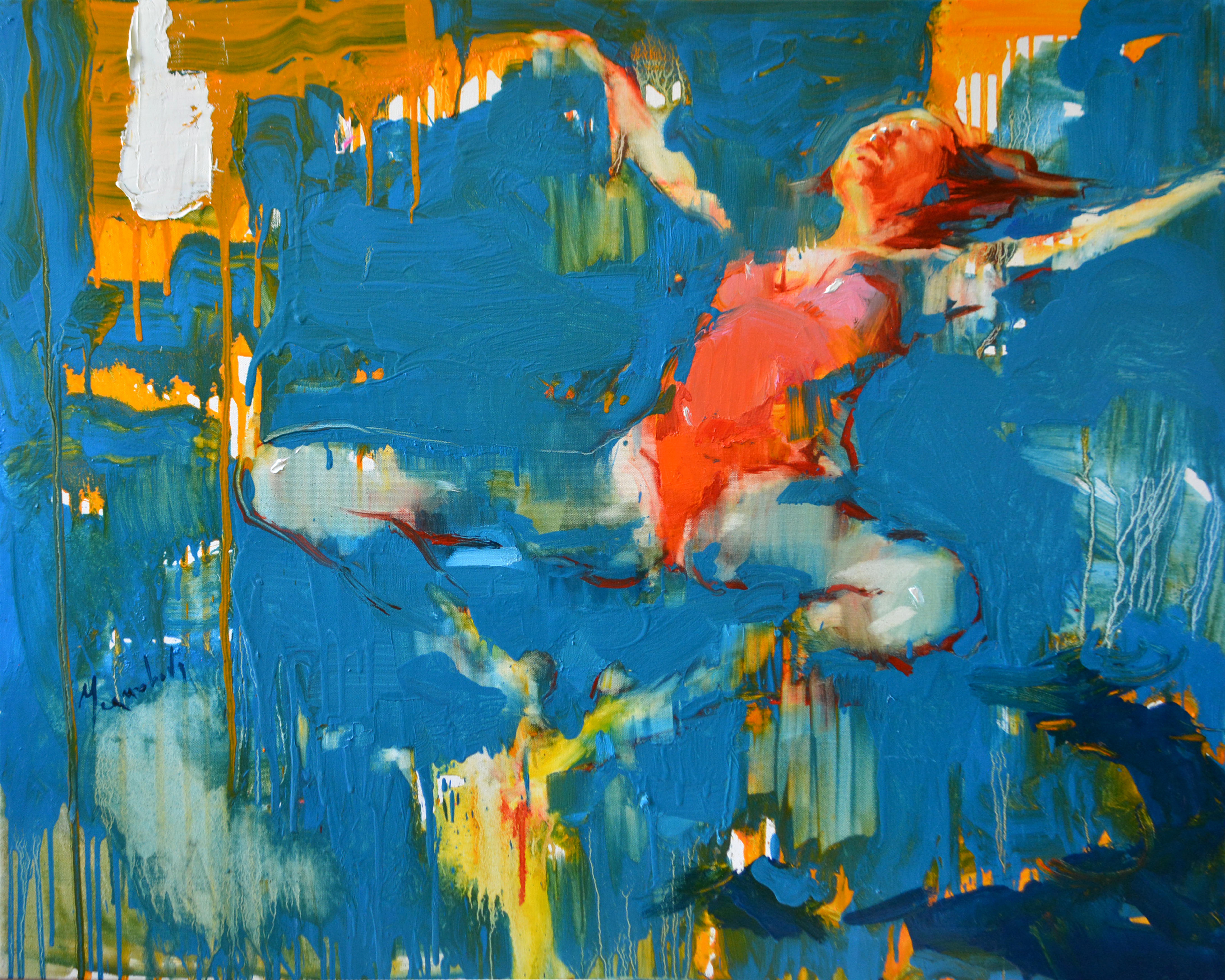 Iryna Yermolova Portrait Painting - In Love - original abstract figurative water painting - contemporary art 