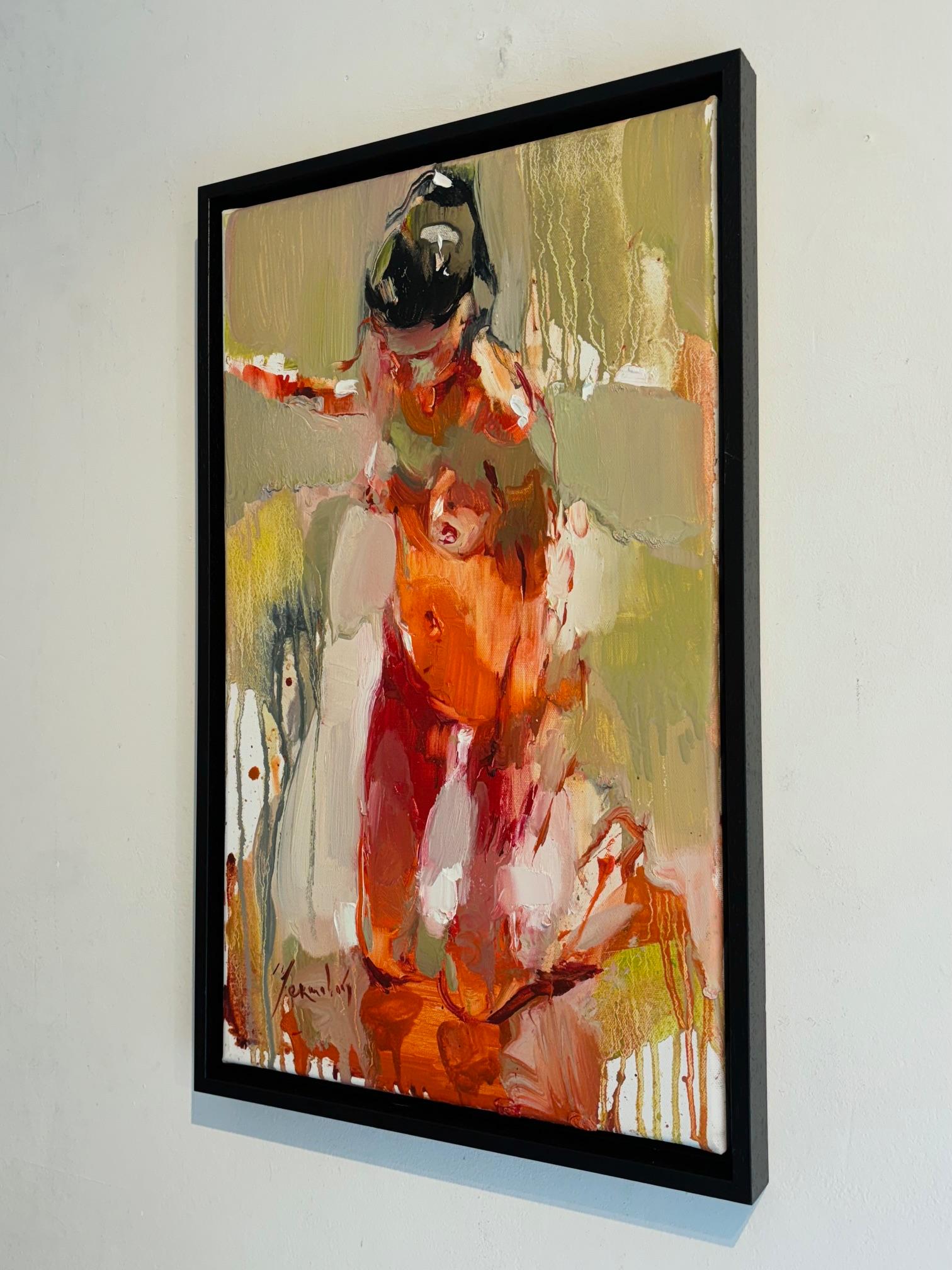 Let It Fail 3 - pintura figurativa abstracta original - obra de arte contemporánea - Figurative Painting Marrón de Iryna Yermolova
