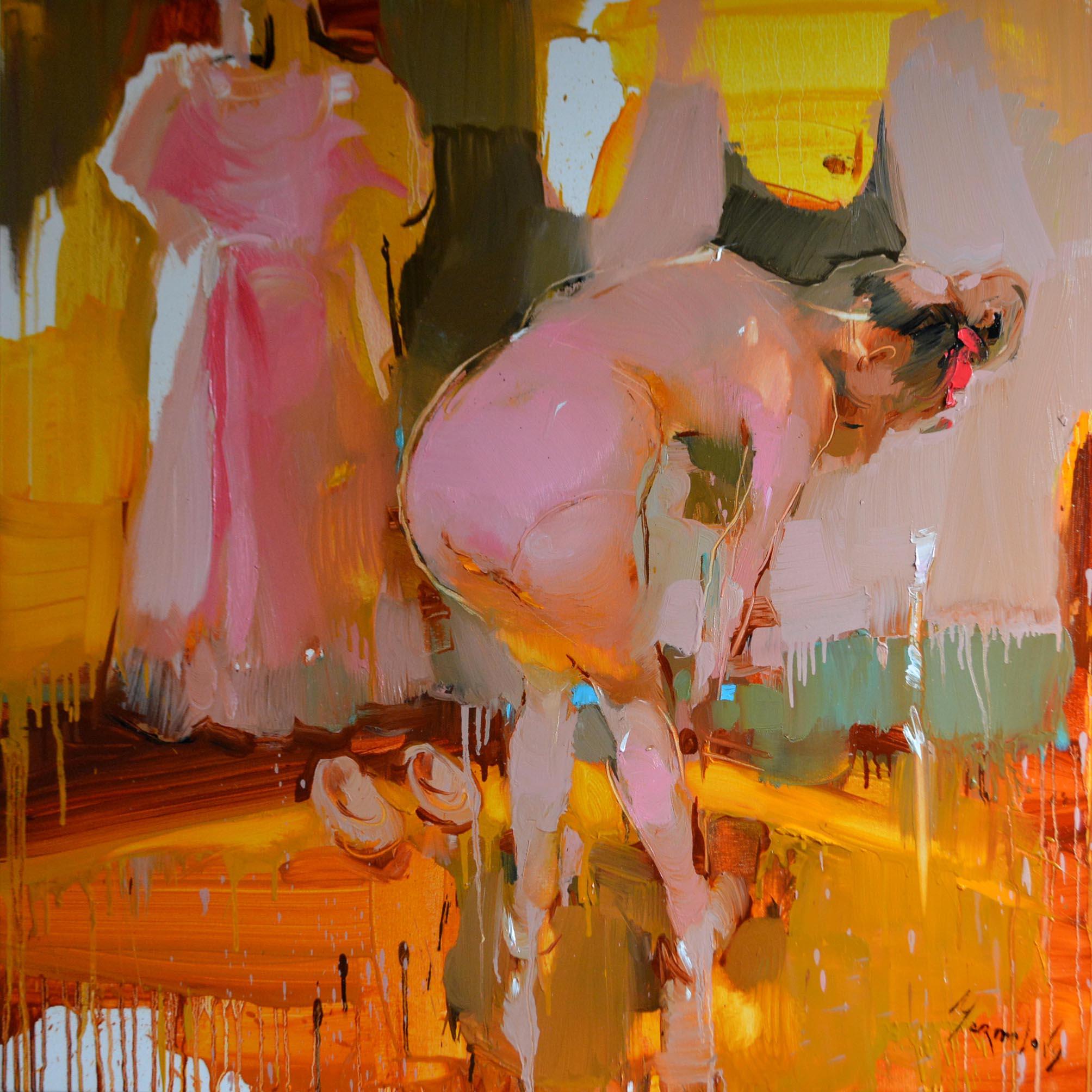 Little Ballerina-peinture à l'huile figurative abstraite originale-art contemporain