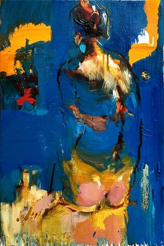 Junto a la piscina 4-original figurativo abstracto forma femenina pintura-arte contemporáneo