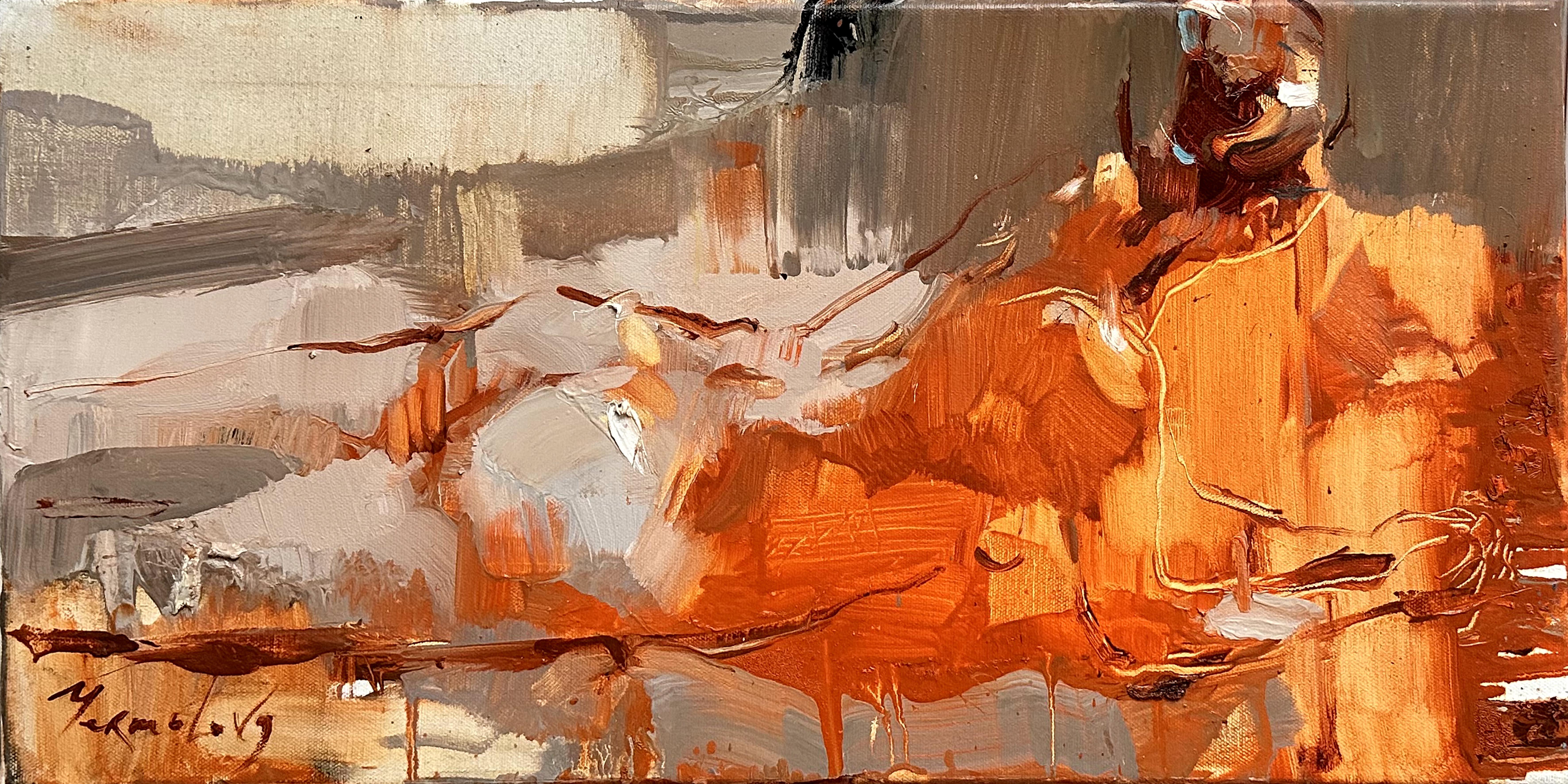 Figurative Painting de Iryna Yermolova - Junto a la piscina 5-original figurativo abstracto forma femenina pintura-arte contemporáneo