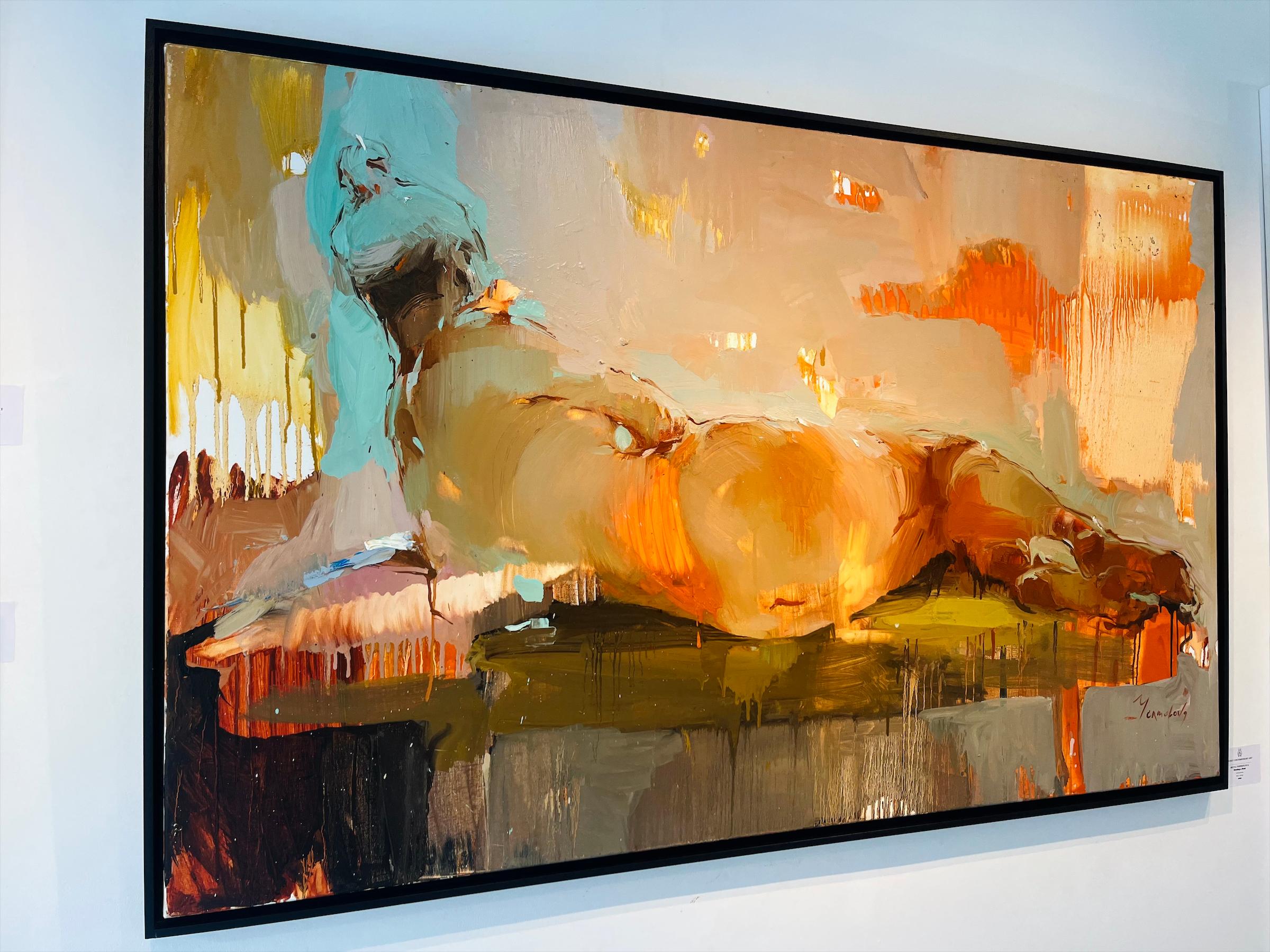 Lectura - pintura original figurativa abstracta de forma femenina - arte contemporáneo - Painting Expresionista de Iryna Yermolova