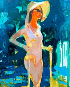 St. Tropez - original abstract figurative oil painting - contemporary artwork