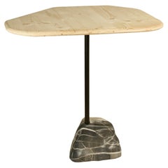 IS-01 Island Occasional, Medium Side Table of Brass, Marble and Wood