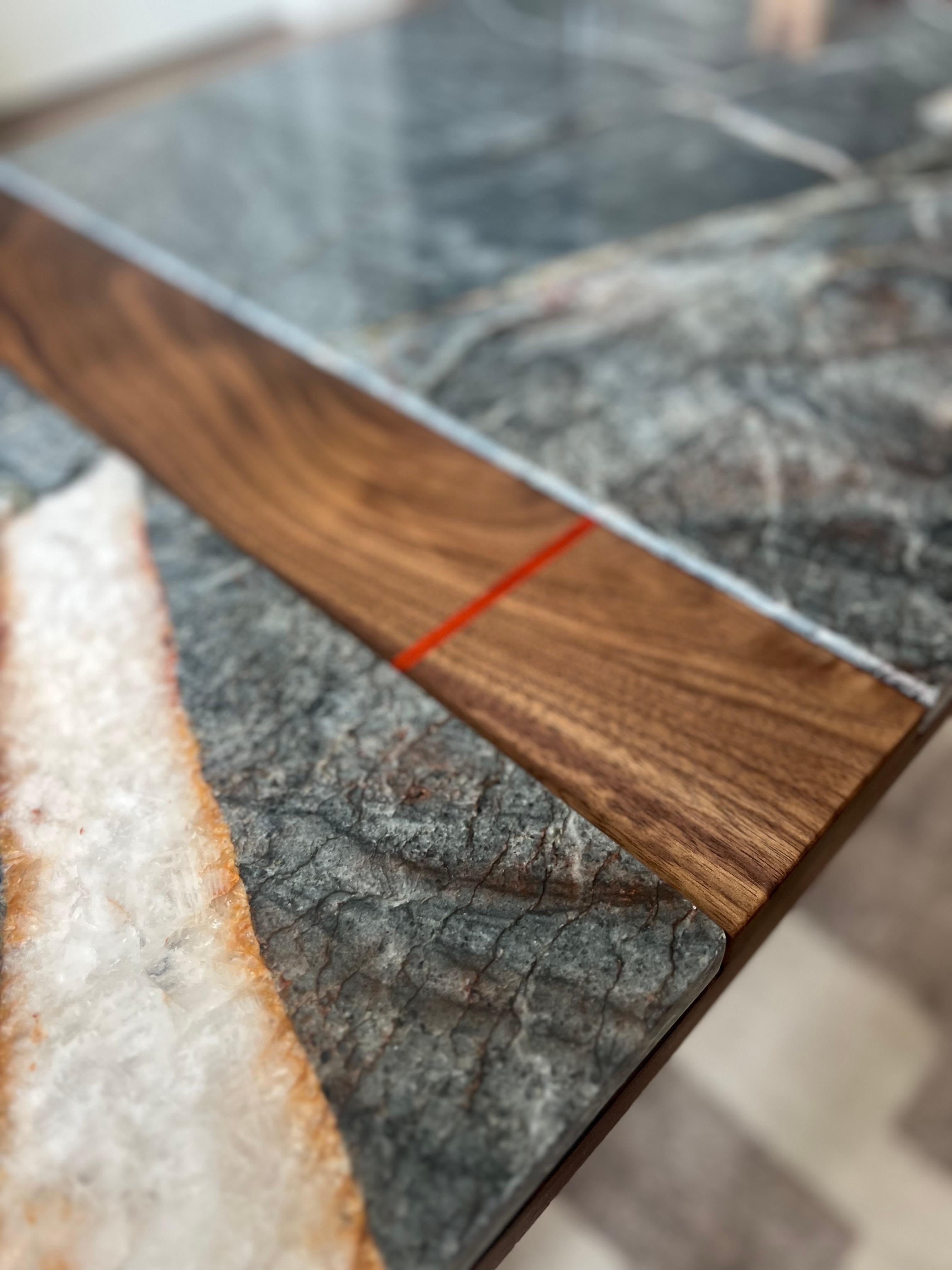 Bois de feuillus Table quartzite iS-v6 en vente