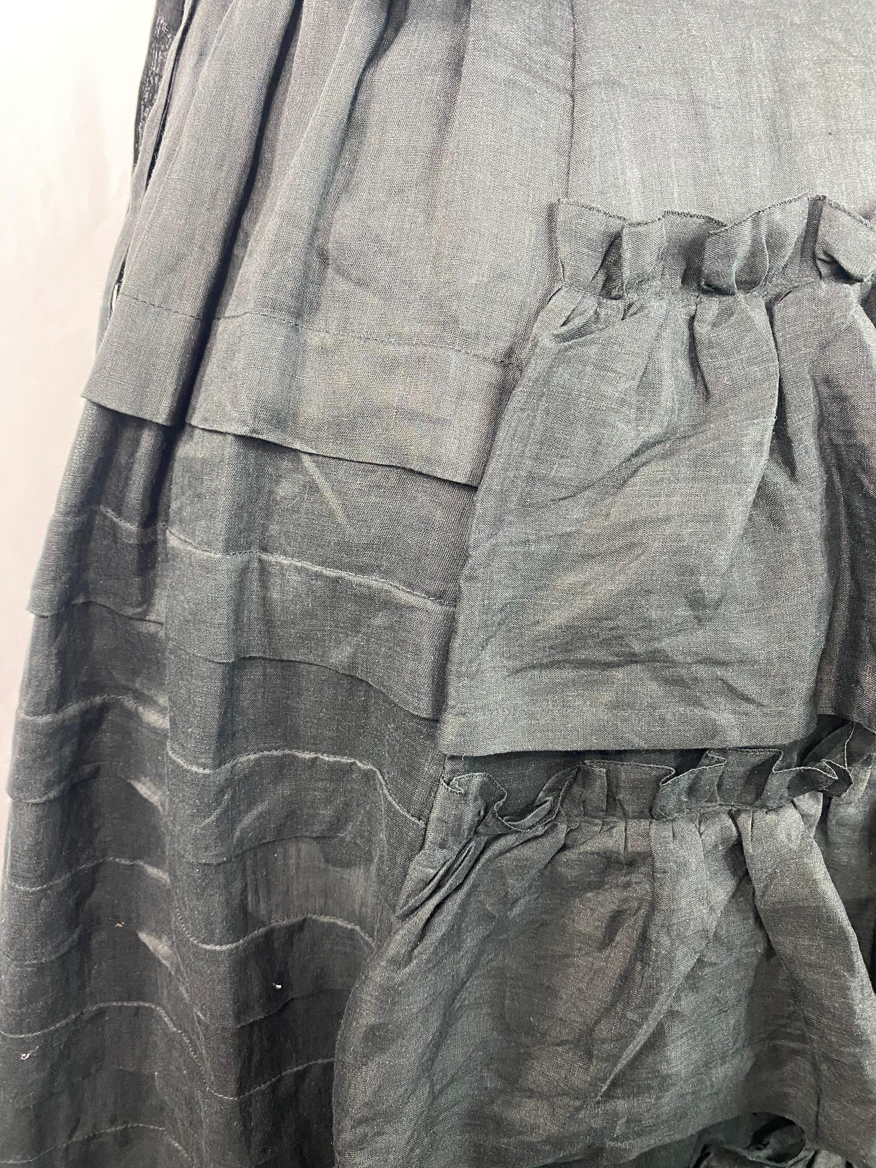 Isa Arfen Black Ruffle Maxi Skirt Size 10 For Sale 5