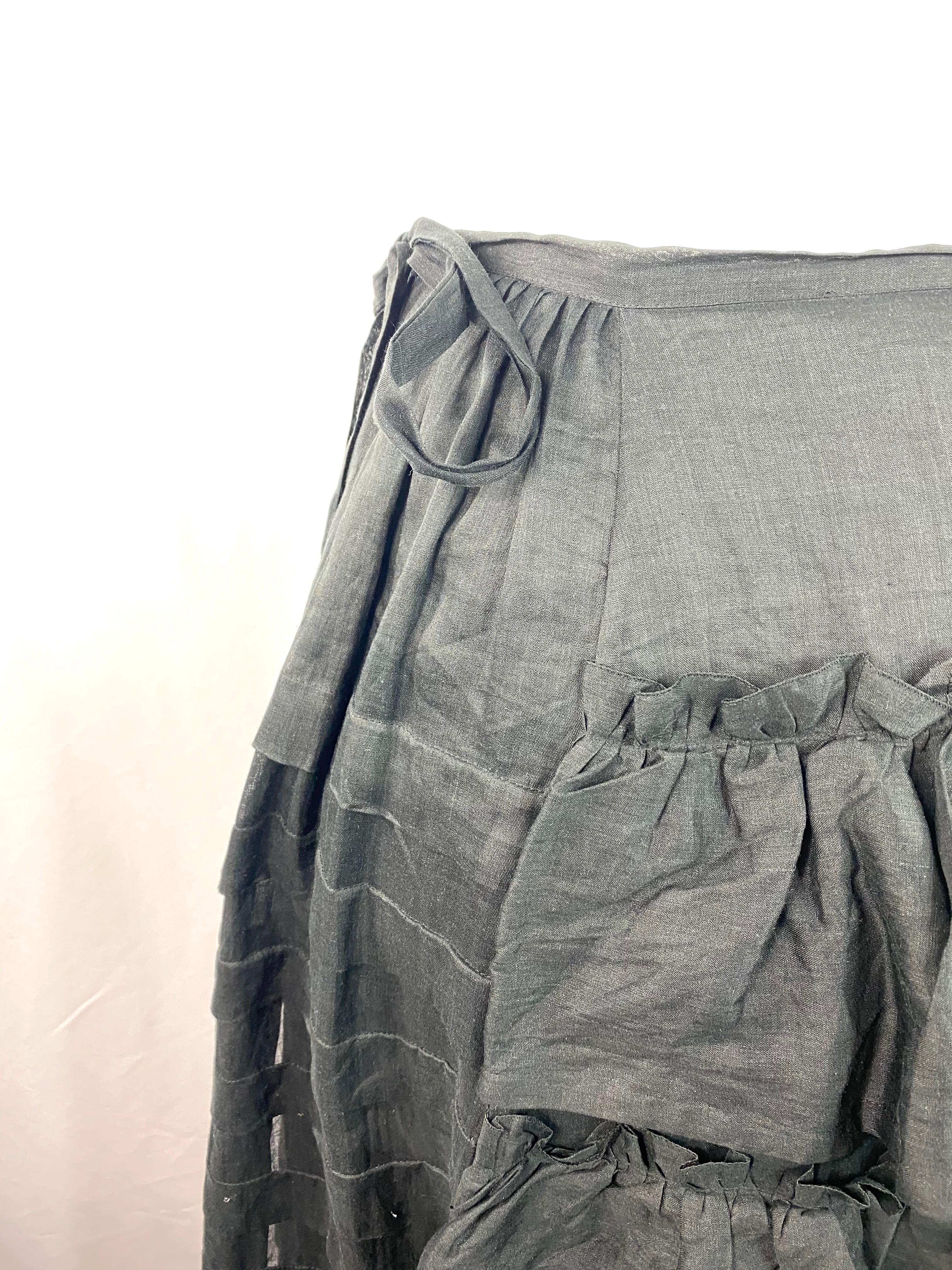 Isa Arfen Black Ruffle Maxi Skirt Size 10 For Sale 6