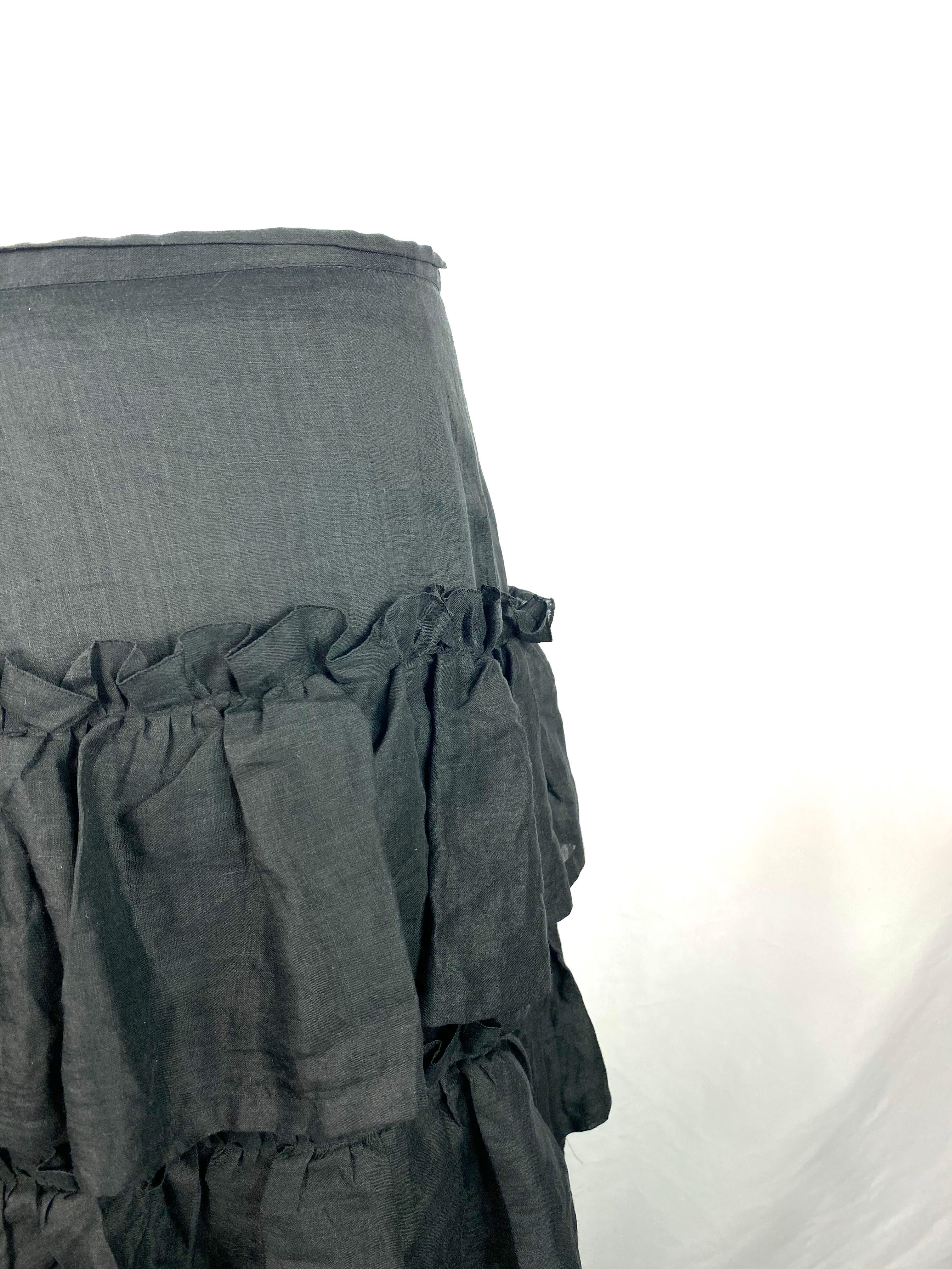 Isa Arfen Black Ruffle Maxi Skirt Size 10 For Sale 7