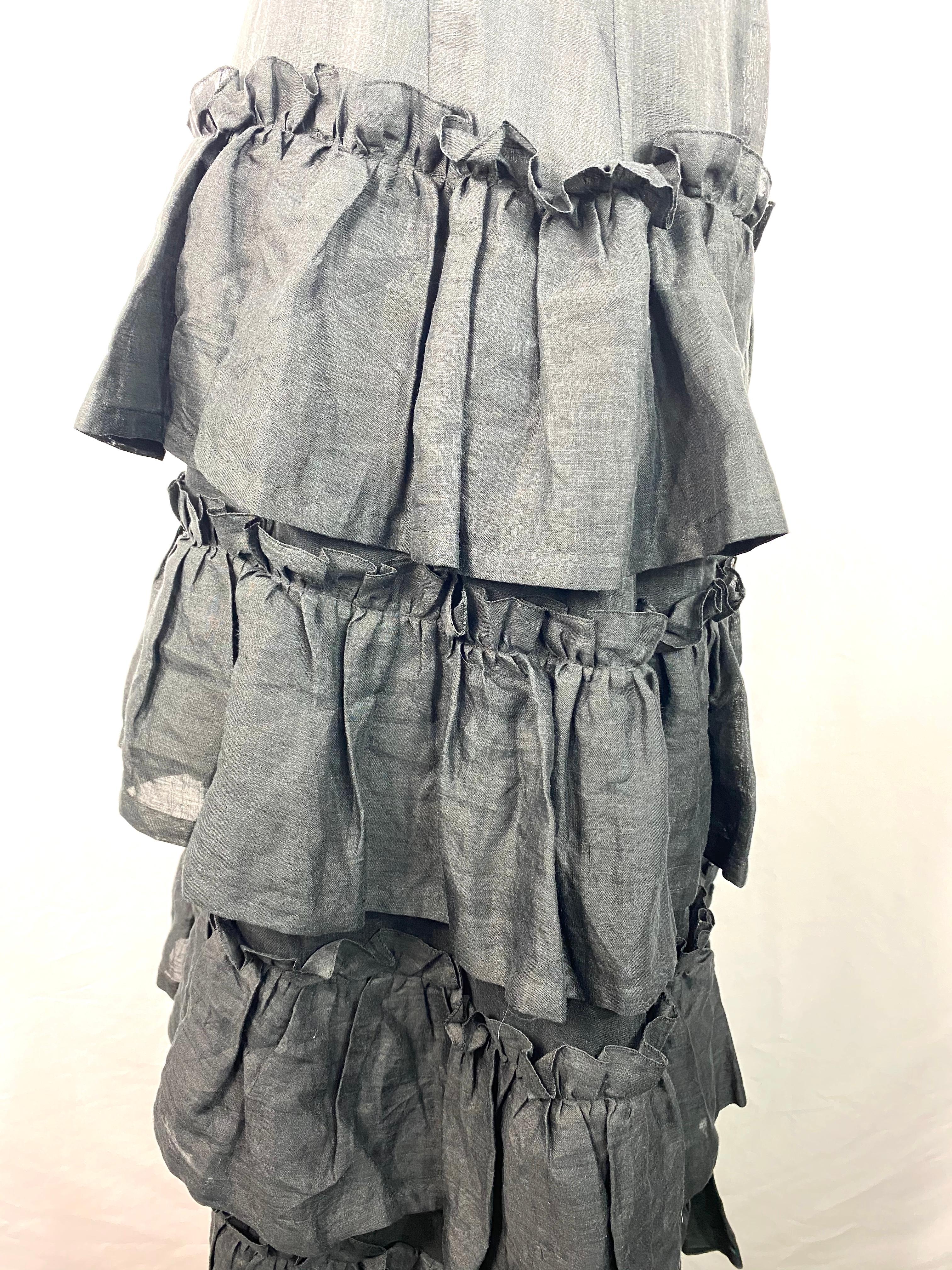 Isa Arfen Black Ruffle Maxi Skirt Size 10 For Sale 3