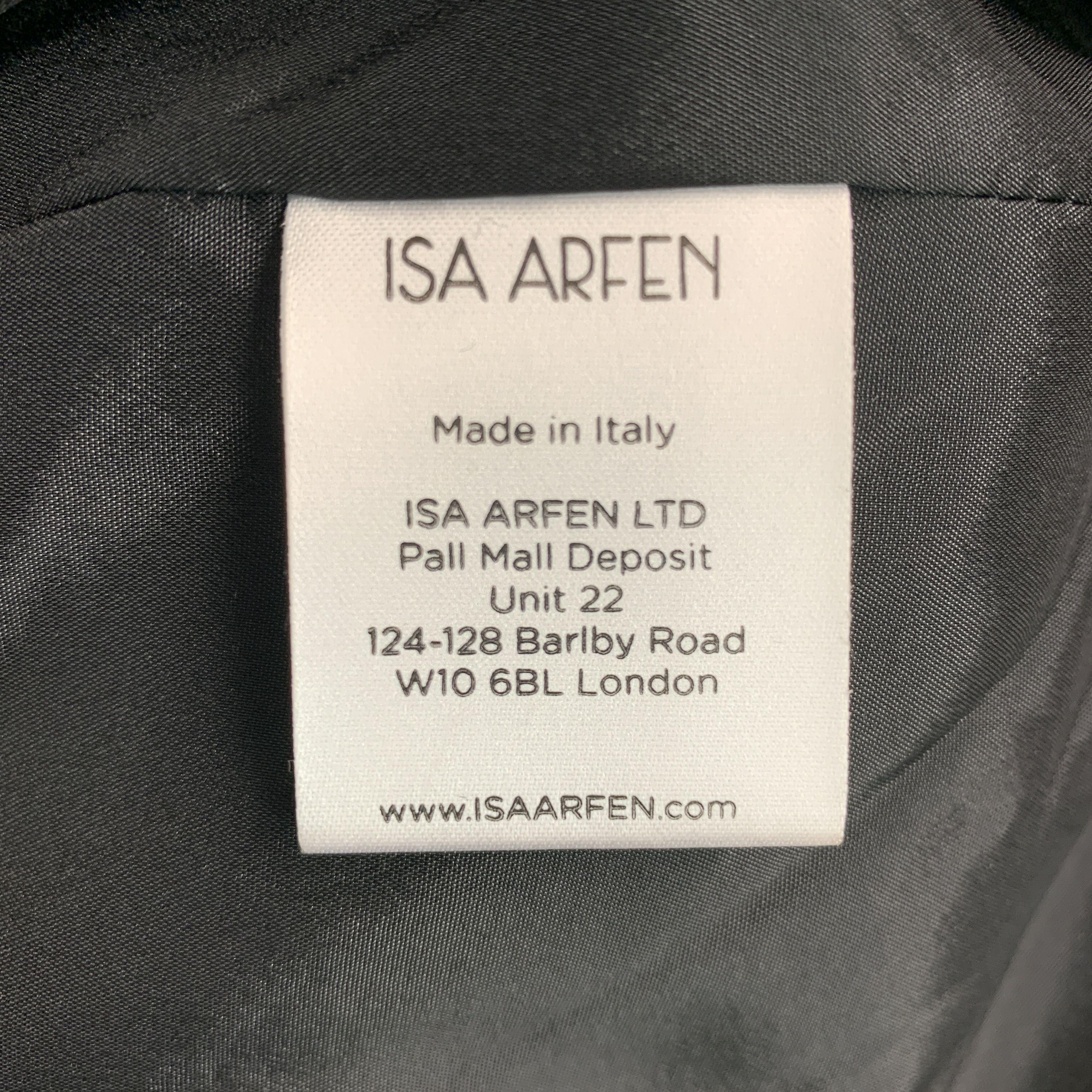 ISA ARFEN Size 14 Black Cotton Elastane Velvet Long Sleeve Cocktail Dress For Sale 1