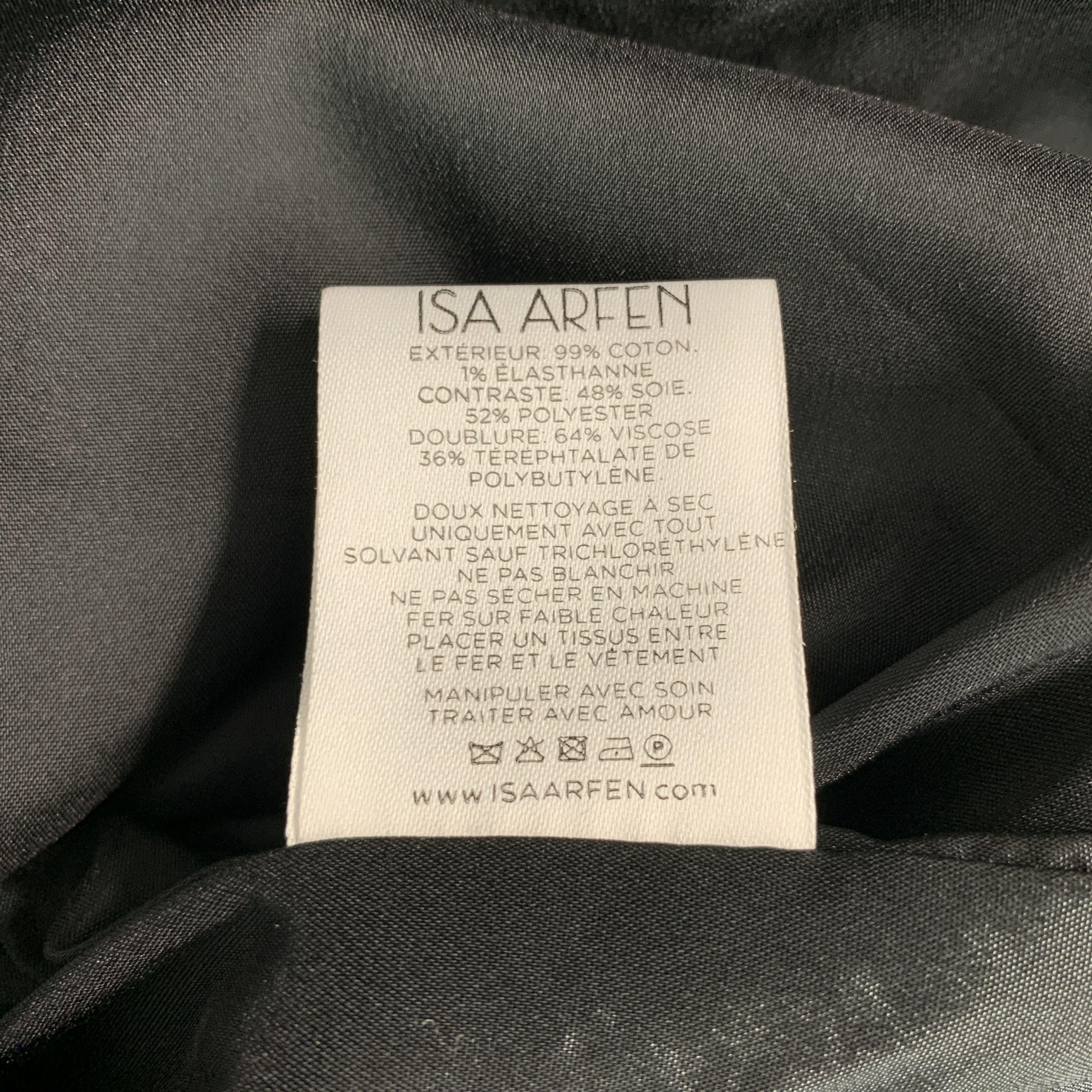 ISA ARFEN Size 14 Black Cotton Elastane Velvet Long Sleeve Cocktail Dress For Sale 2