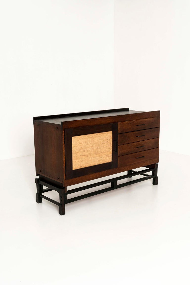 Mid-Century Modern ISA Bergamo Chest of Drawers in Stained Oak by Leonardo Fiori, 1950s For Sale