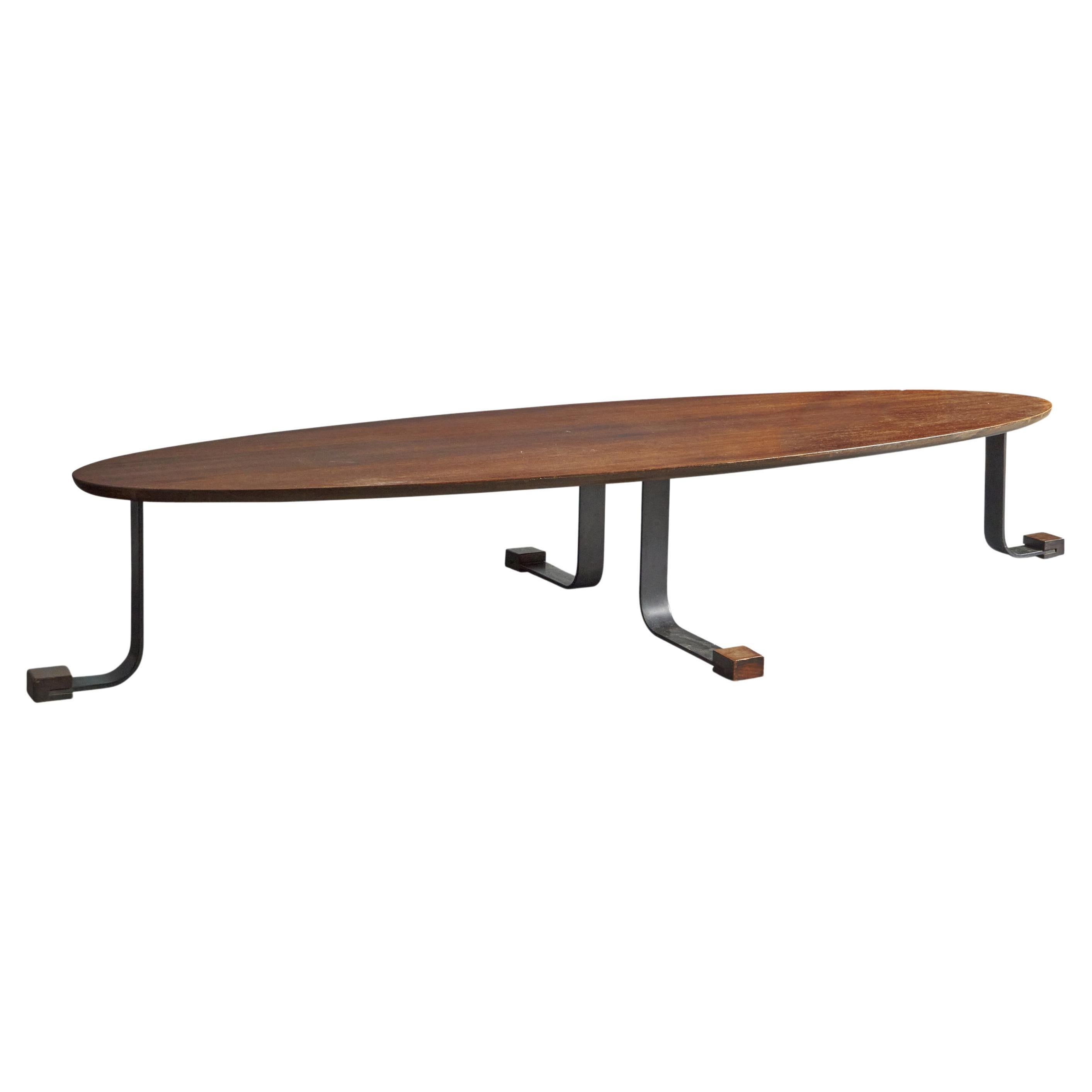 ISA Bergamo, Coffee Table, Teak, Metal, Italy, 1950s For Sale