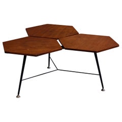 I.S.A. Bergamo, Couchtisch, Holz, Metall, Italien, 1950er Jahre