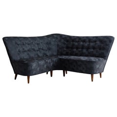 Isa Bergamo Ecksofa aus blauem besticktem Stoff