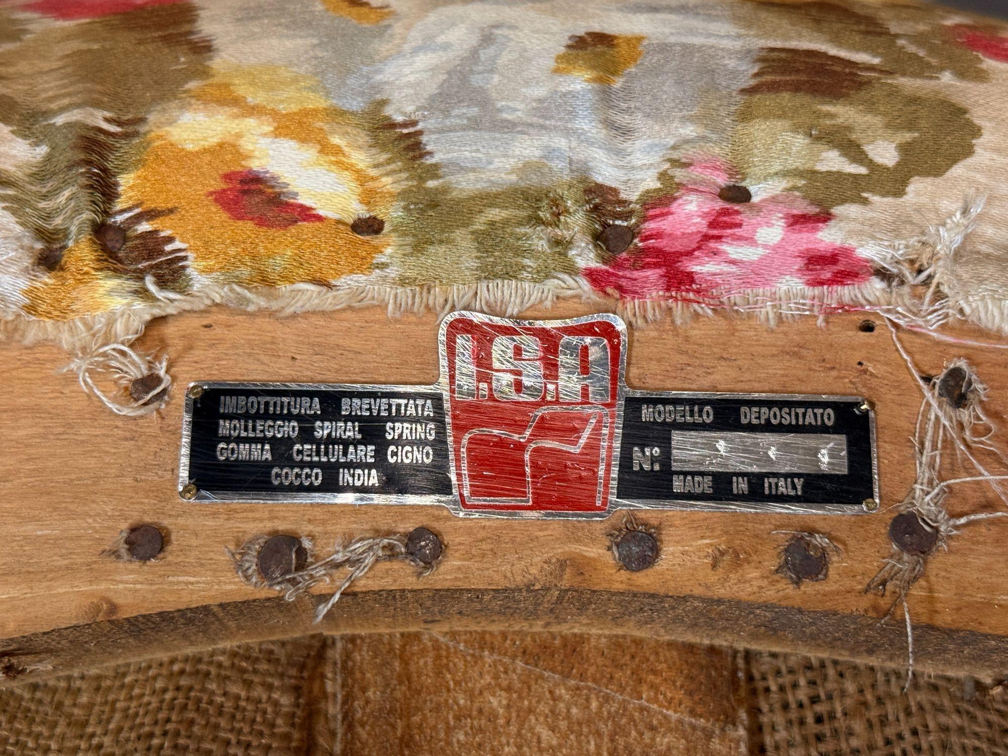 ISA Bergamo, Tela, Madera, Latón, Sillas de salón orgánicas, Italia, años 50 en venta 8