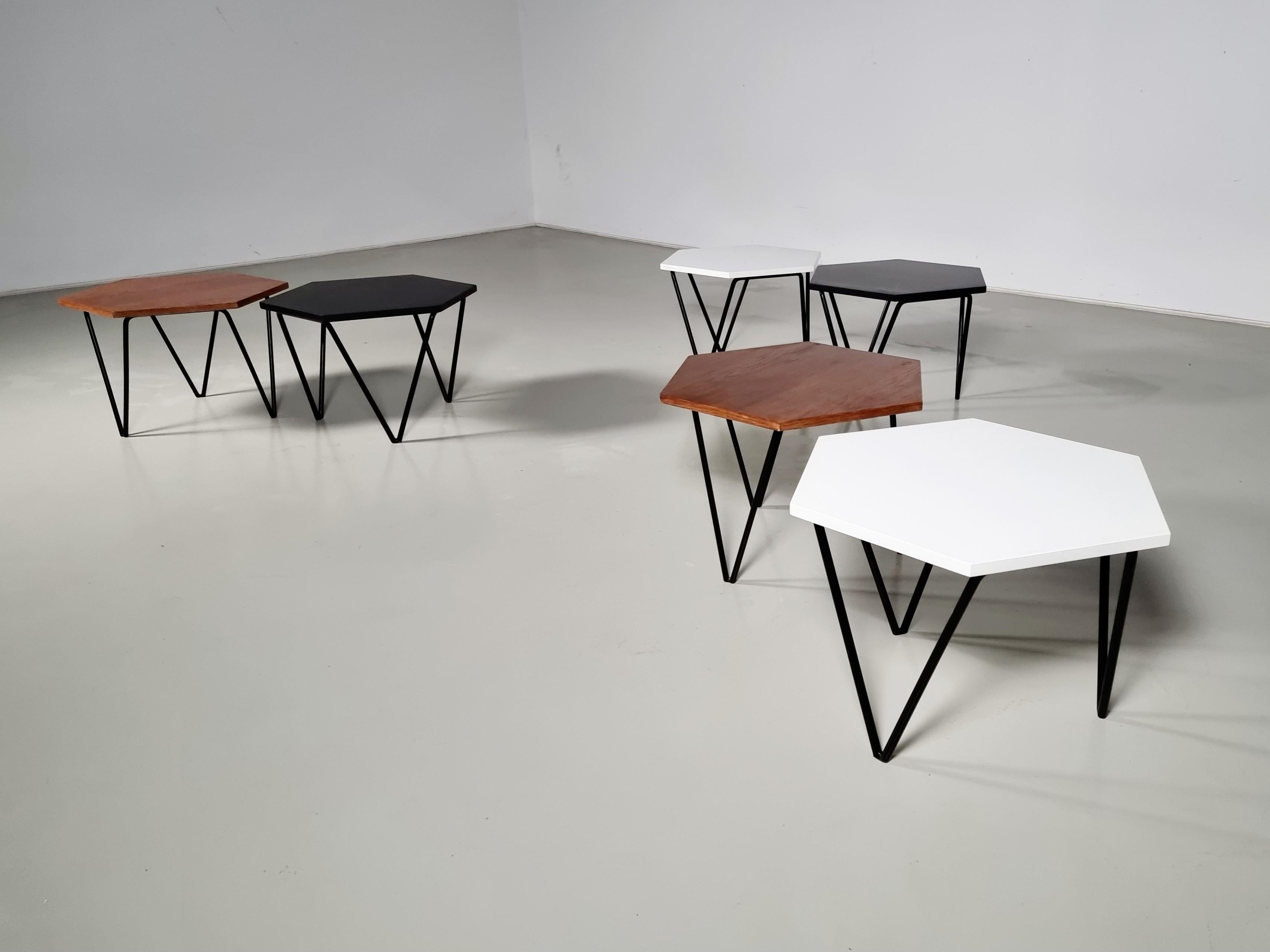 Mid-20th Century Isa Bergamo for Gio Ponti Hexagonal Coffee Tables, Set of 6, 1950s