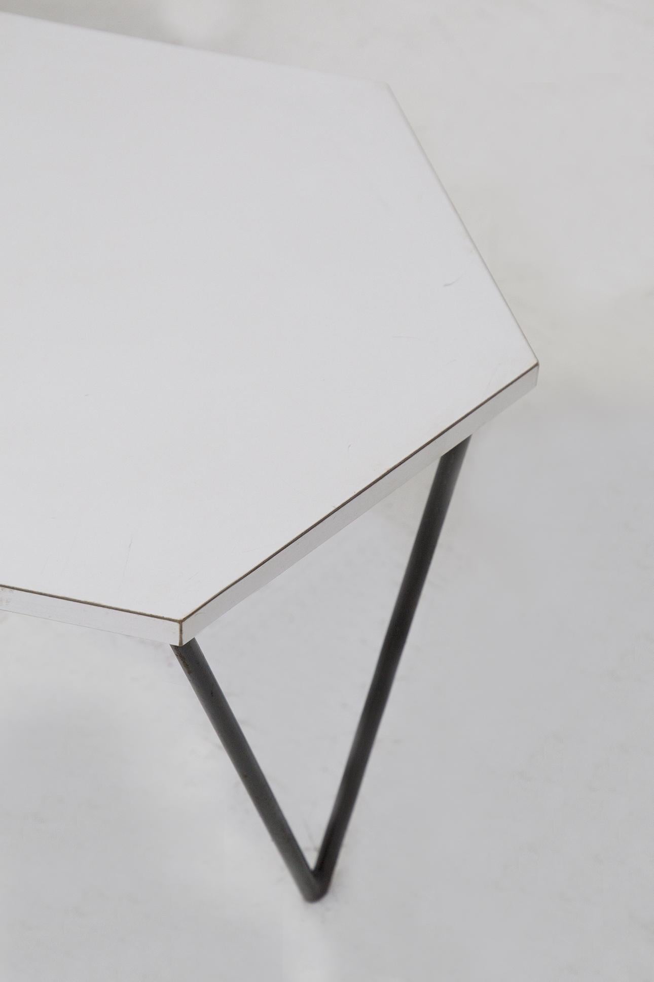 Mid-Century Modern Isa Bergamo for Gio Ponti White Hexagonal Coffee Tables, Original Label