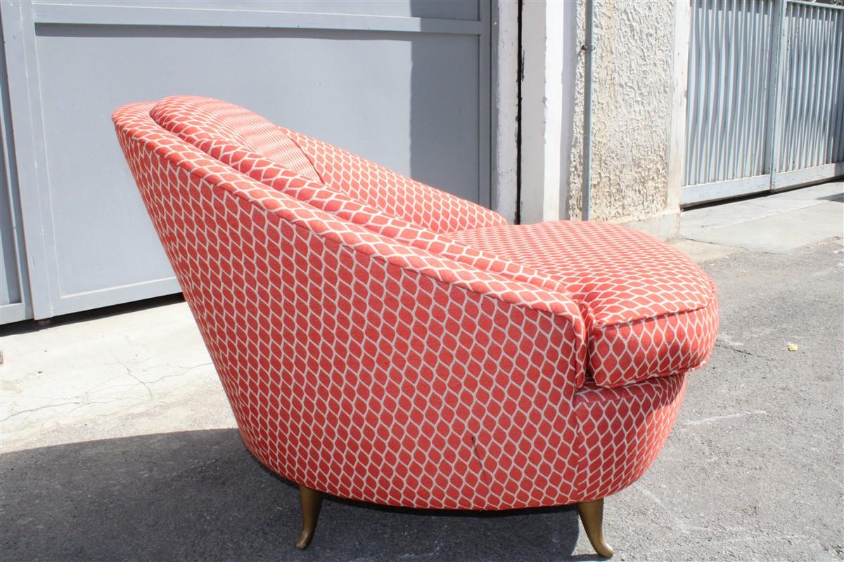 Aluminum Isa Bergamo Gio Ponti Style Armchair Made in Italy 1950s Original Fabric For Sale