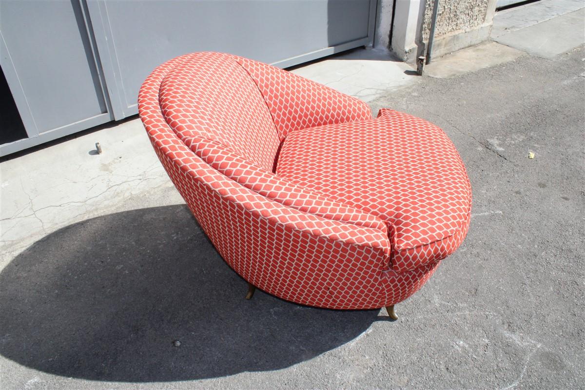 Isa Bergamo Gio Ponti Style Armchair Made in Italy 1950s Original Fabric For Sale 2