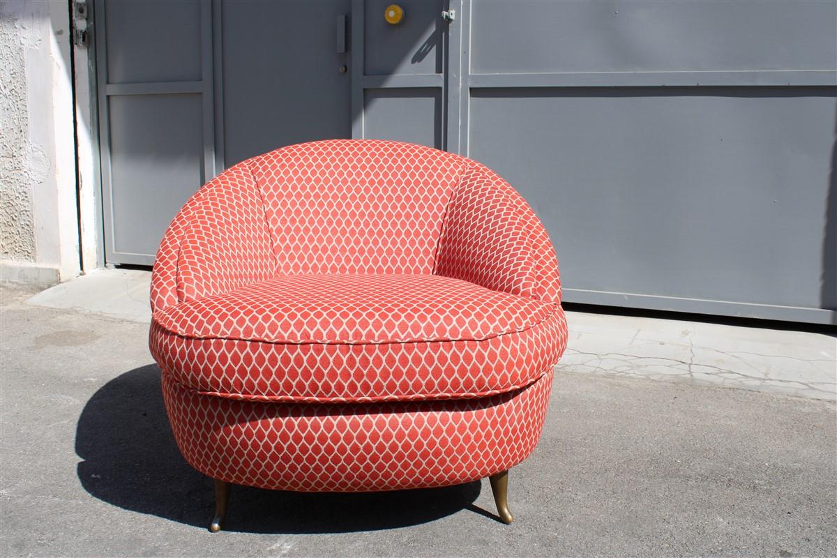 Isa Bergamo Gio Ponti Style Armchair Made in Italy 1950s Original Fabric For Sale 5