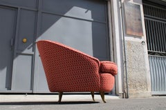 Isa Bergamo Gio Ponti Style Armchair Made in Italy 1950s Original Fabric