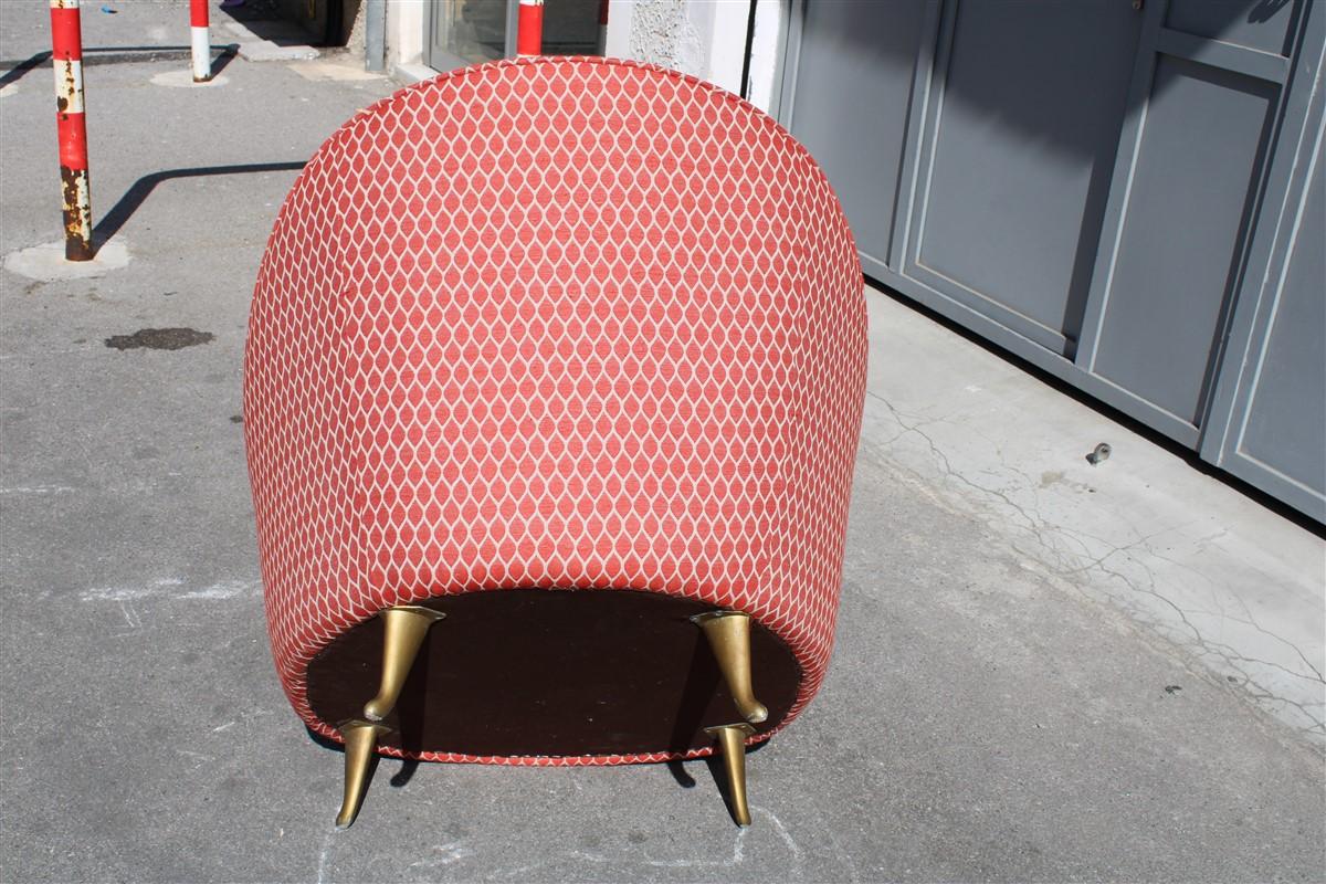 Mid-Century Modern Isa Bergamo Gio Ponti Style Armchair Made in Italy 1950s Original Fabric For Sale