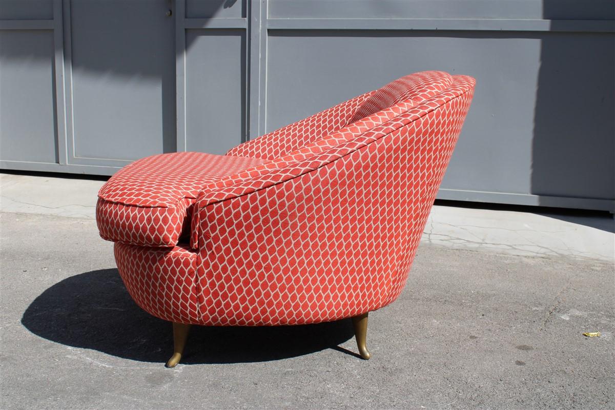 Isa Bergamo Gio Ponti Style Armchair Made in Italy 1950s Original Fabric In Good Condition For Sale In Palermo, Sicily